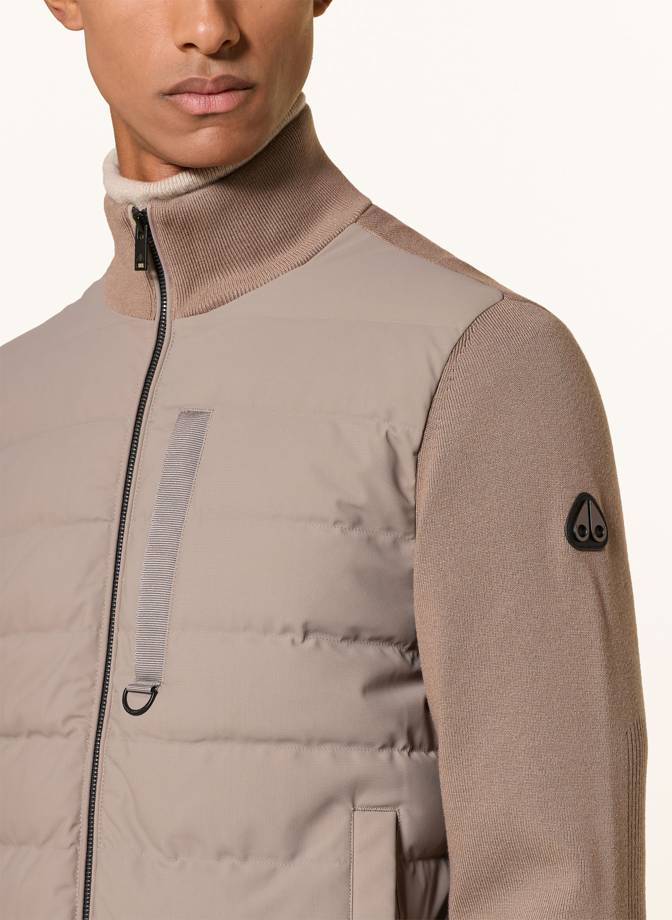 MOOSE KNUCKLES Lichtgewicht donsjack KAMET in materiaalmix: TAUPE