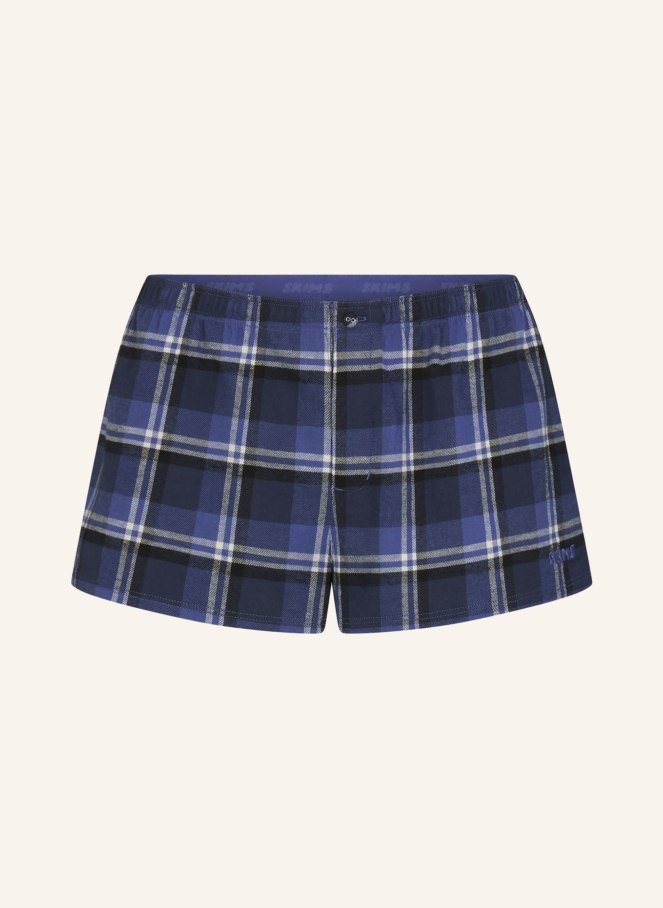 SKIMS Pantaloni scurți de dormit FLANNEL din flanelă: INDIGO OUTDOOR PLAID