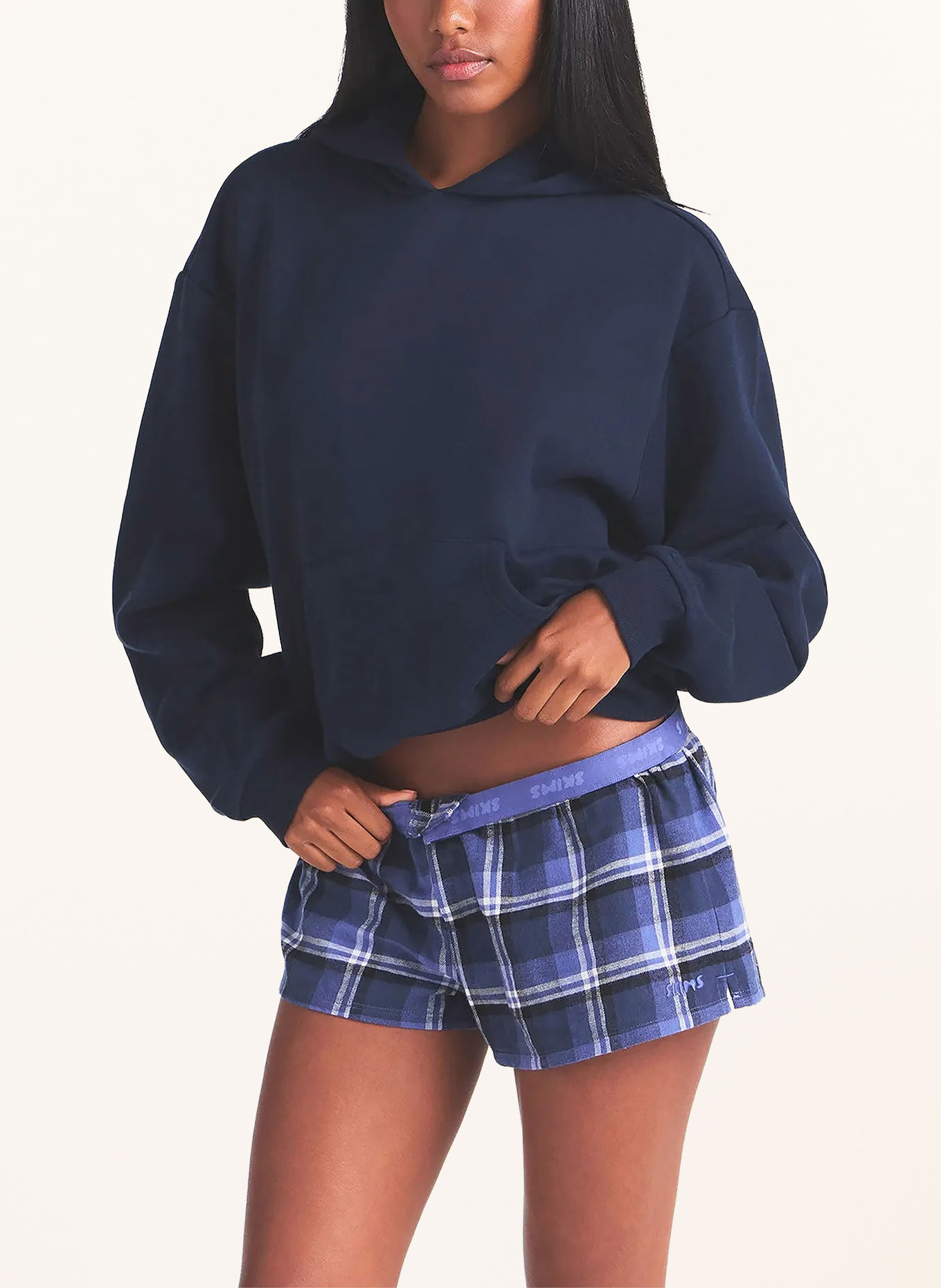SKIMS Pantaloni scurți de dormit FLANNEL din flanelă: INDIGO OUTDOOR PLAID