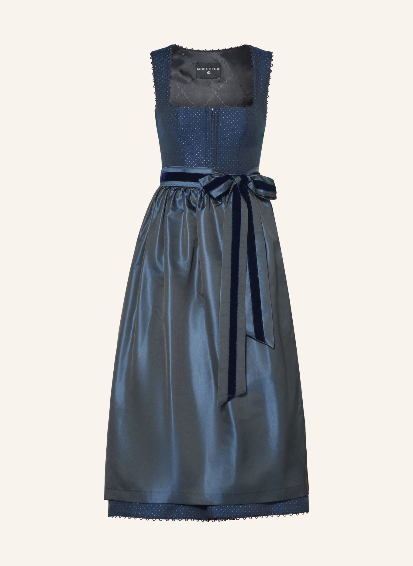 KINGA MATHE Jacquard dirndl TIARA: DONKERBLAUW / BLAUWGRIJS