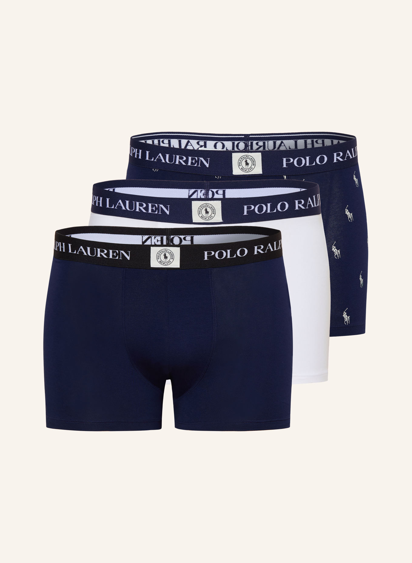 POLO RALPH LAUREN 3-pack boxershorts: DONKERBLAUW / WIT