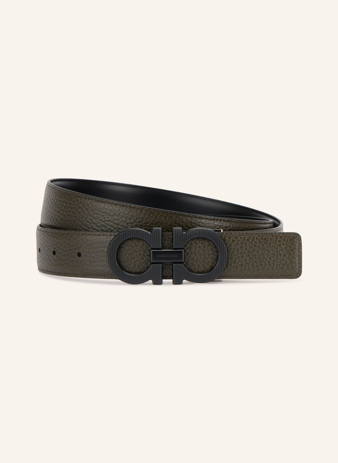 FERRAGAMO Lederen riem om te keren: ZWART