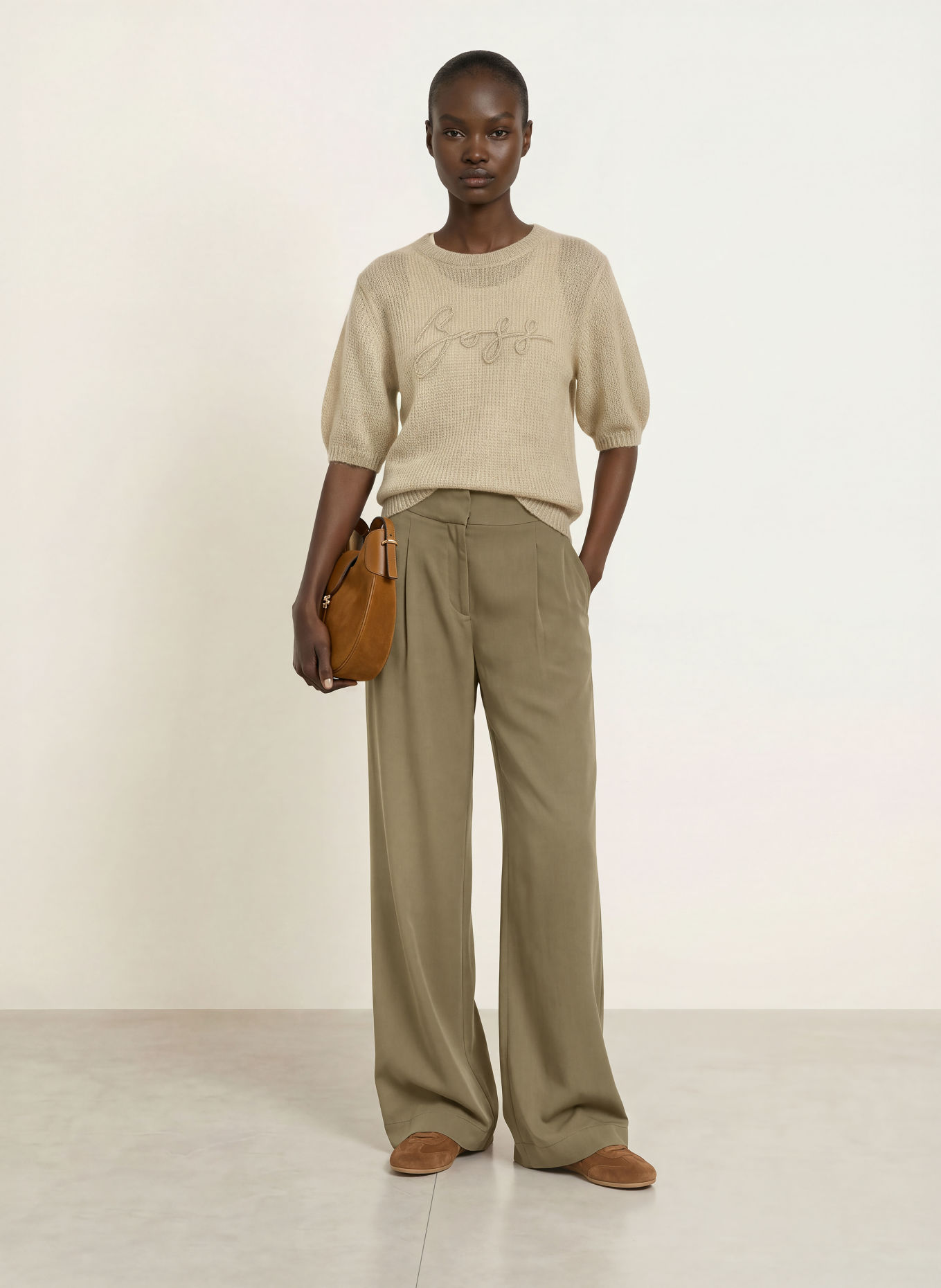 BOSS Marlenehose TARIMA: KHAKI