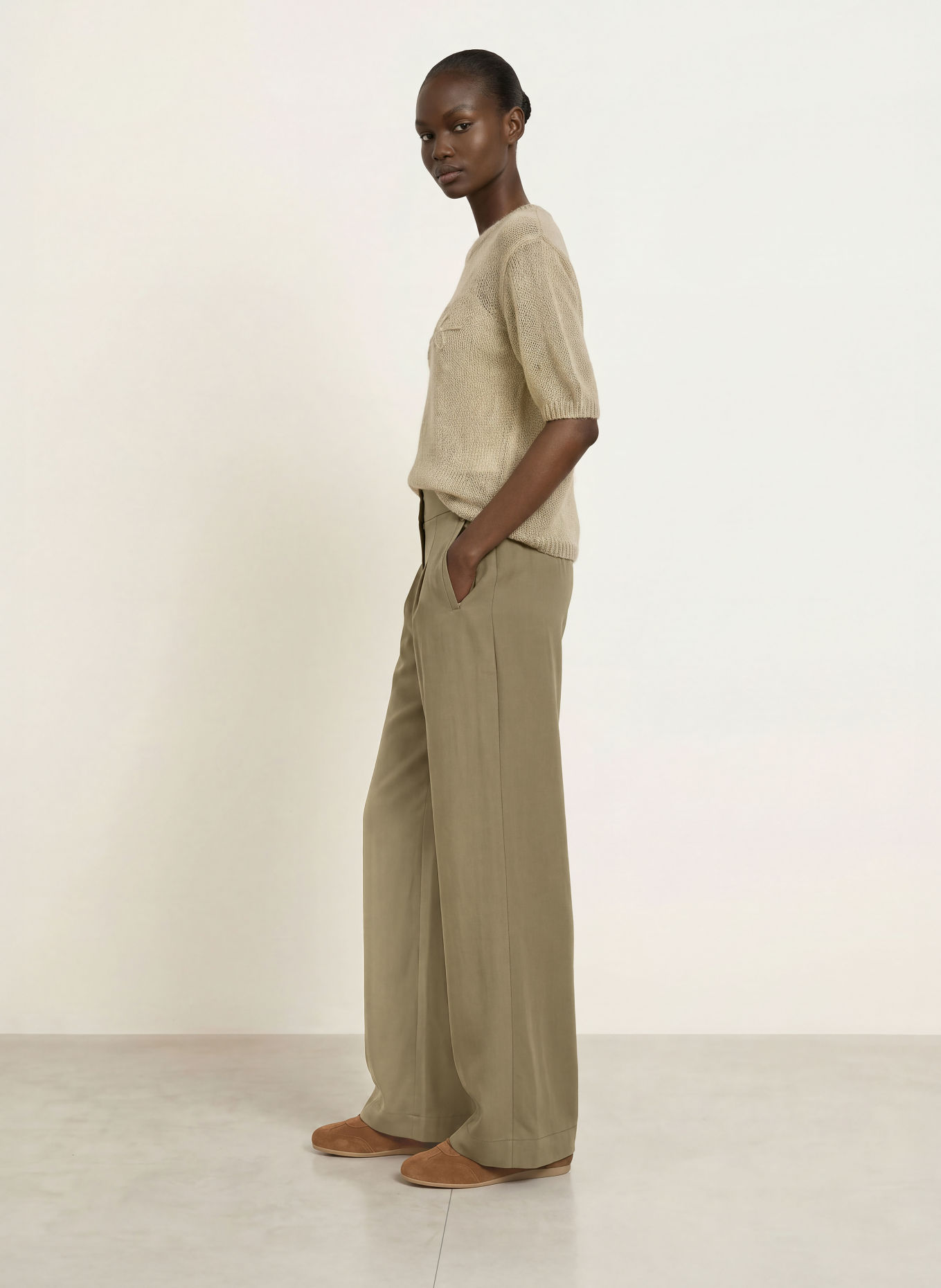 BOSS Marlenehose TARIMA: KHAKI