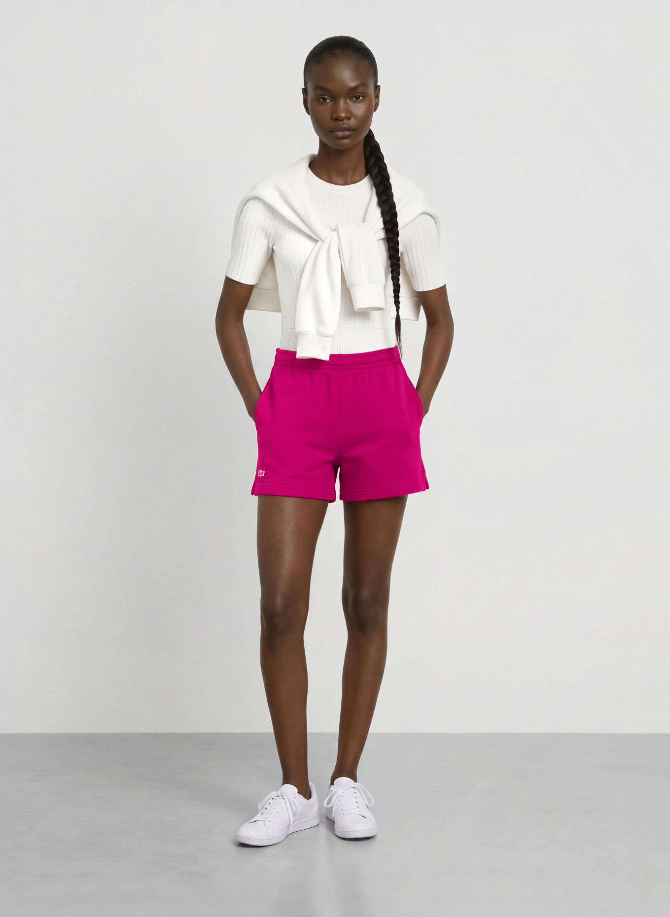 LACOSTE sweat shorts: FUCHSIA