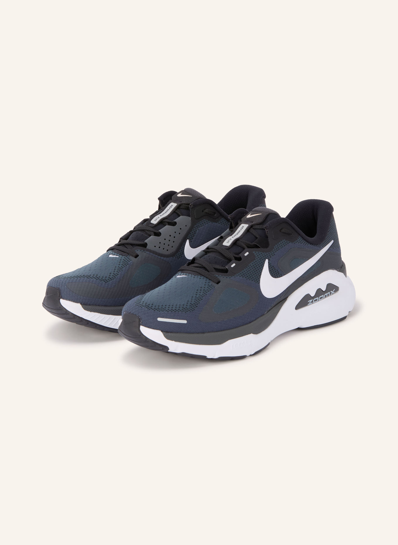 Nike STRUCTURE PLUS Running Shoes: BLACK / DARK GRAY / WHITE