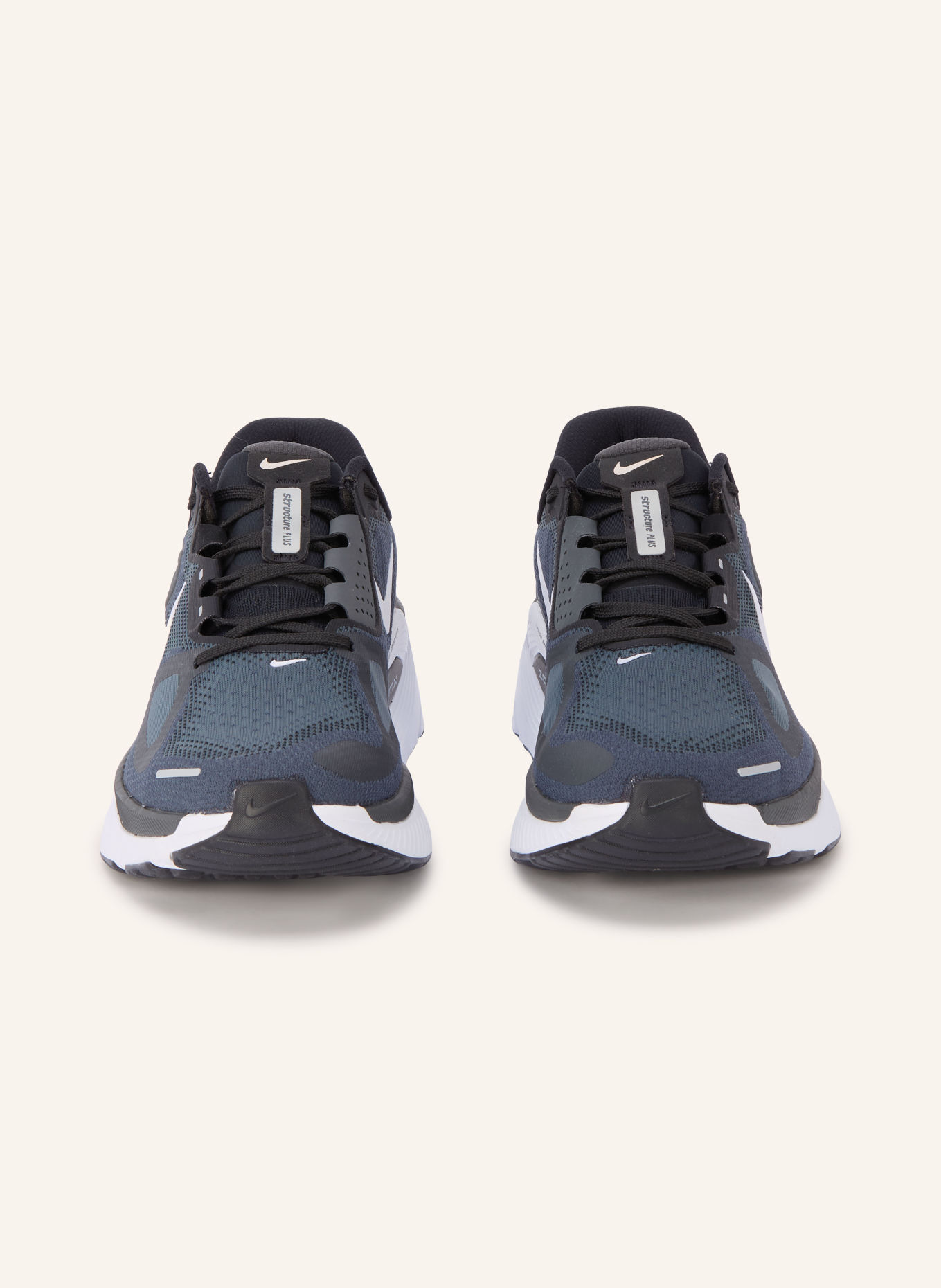 Nike STRUCTURE PLUS Running Shoes: BLACK / DARK GRAY / WHITE