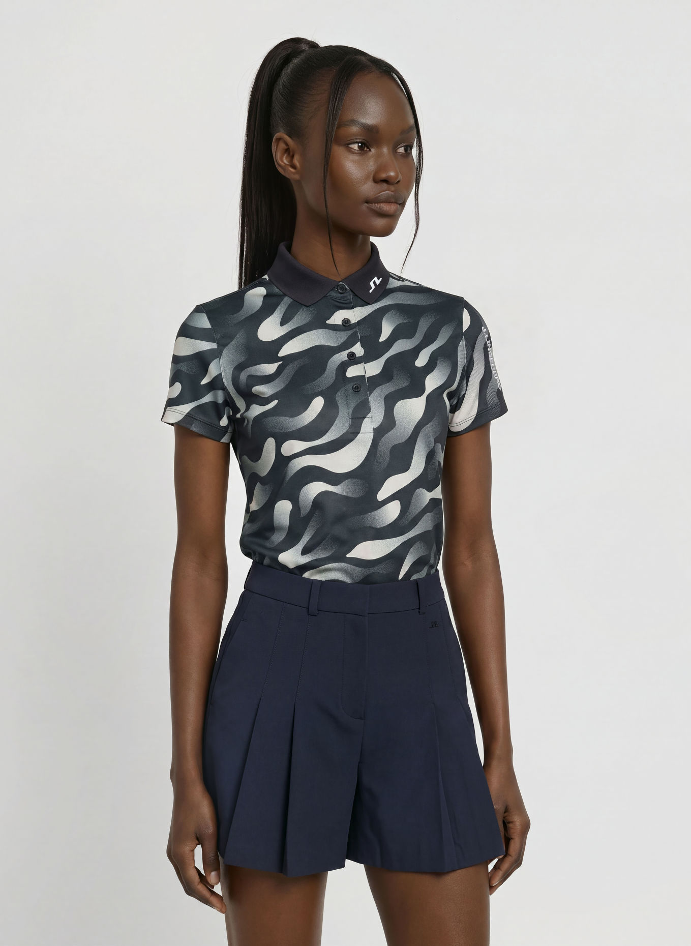 J.LINDEBERG Functional polo shirt: BLACK / GRAY / WHITE