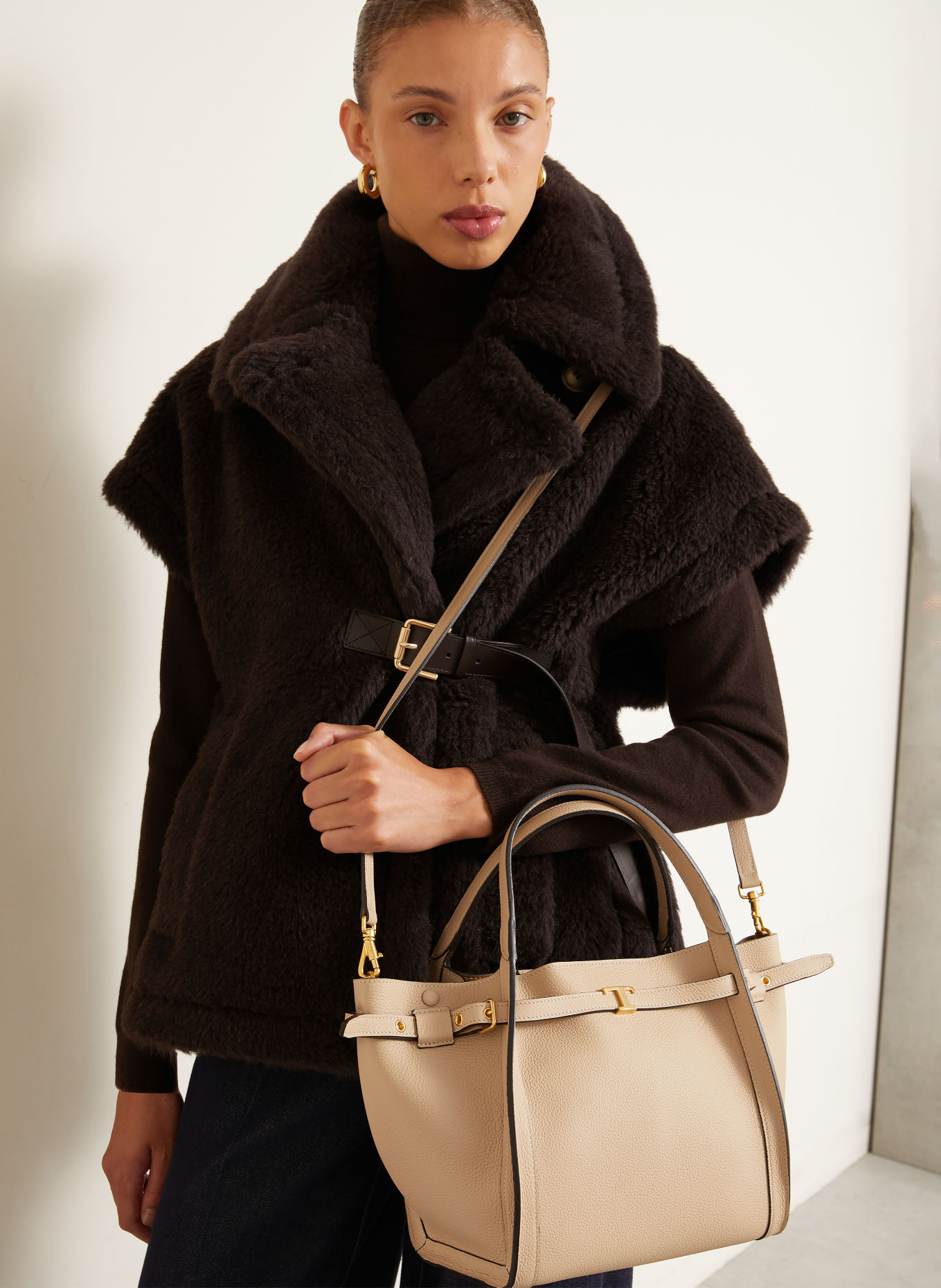 TOD'S Geantă de cumpărături TIM SMALL: BEJ