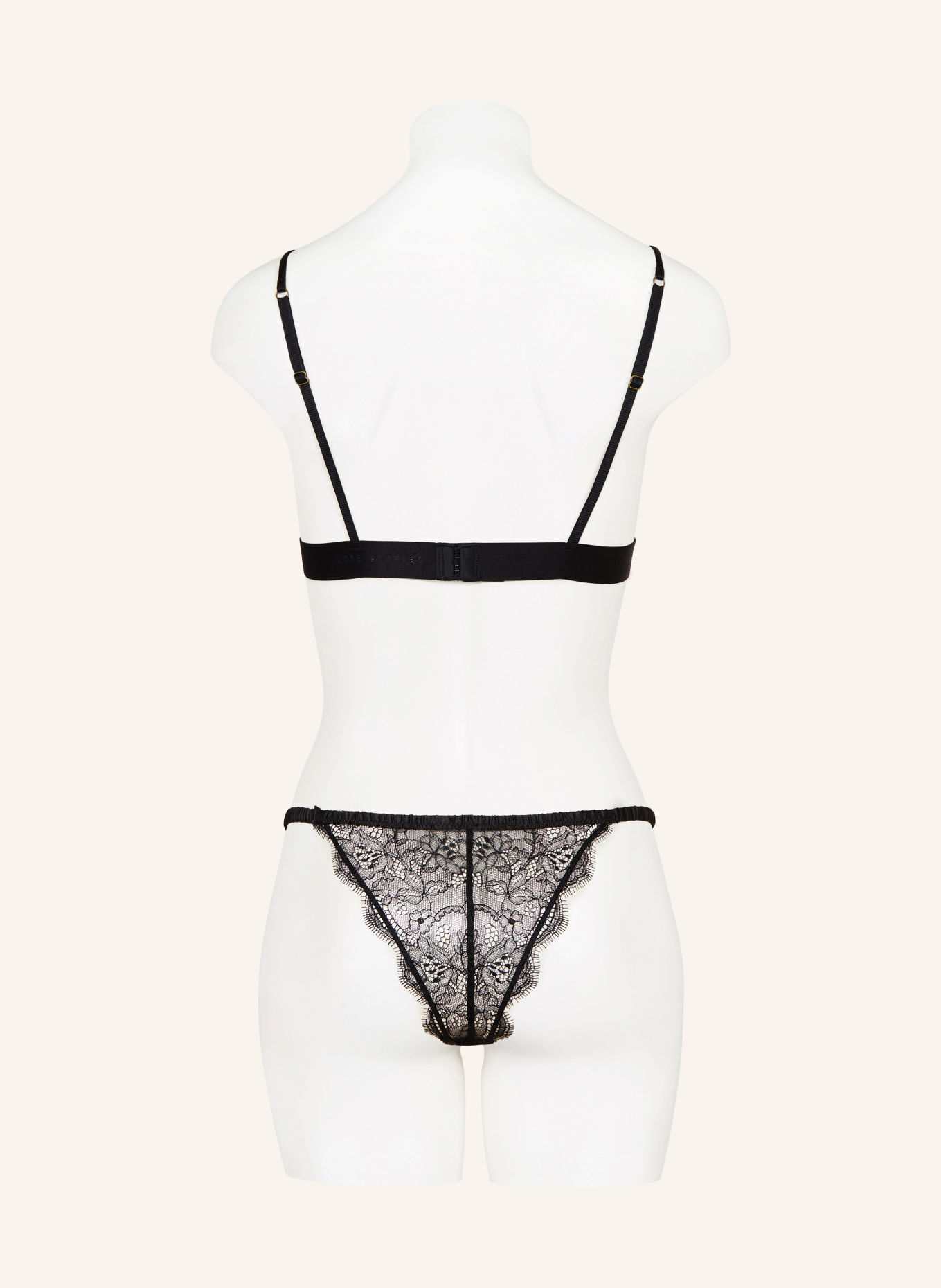 LOVE Stories String CHARLOTTE van satijn: ZWART