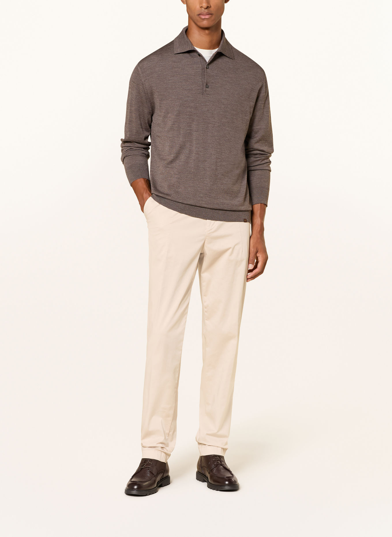 PAUL & SHARK Gebreid poloshirt Regular Fit van merinowol: BRUIN