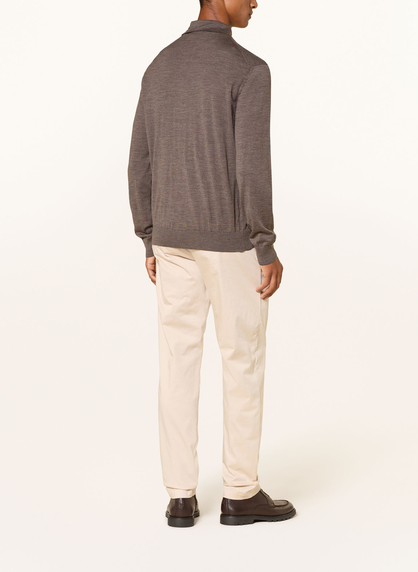 PAUL & SHARK Gebreid poloshirt Regular Fit van merinowol: BRUIN