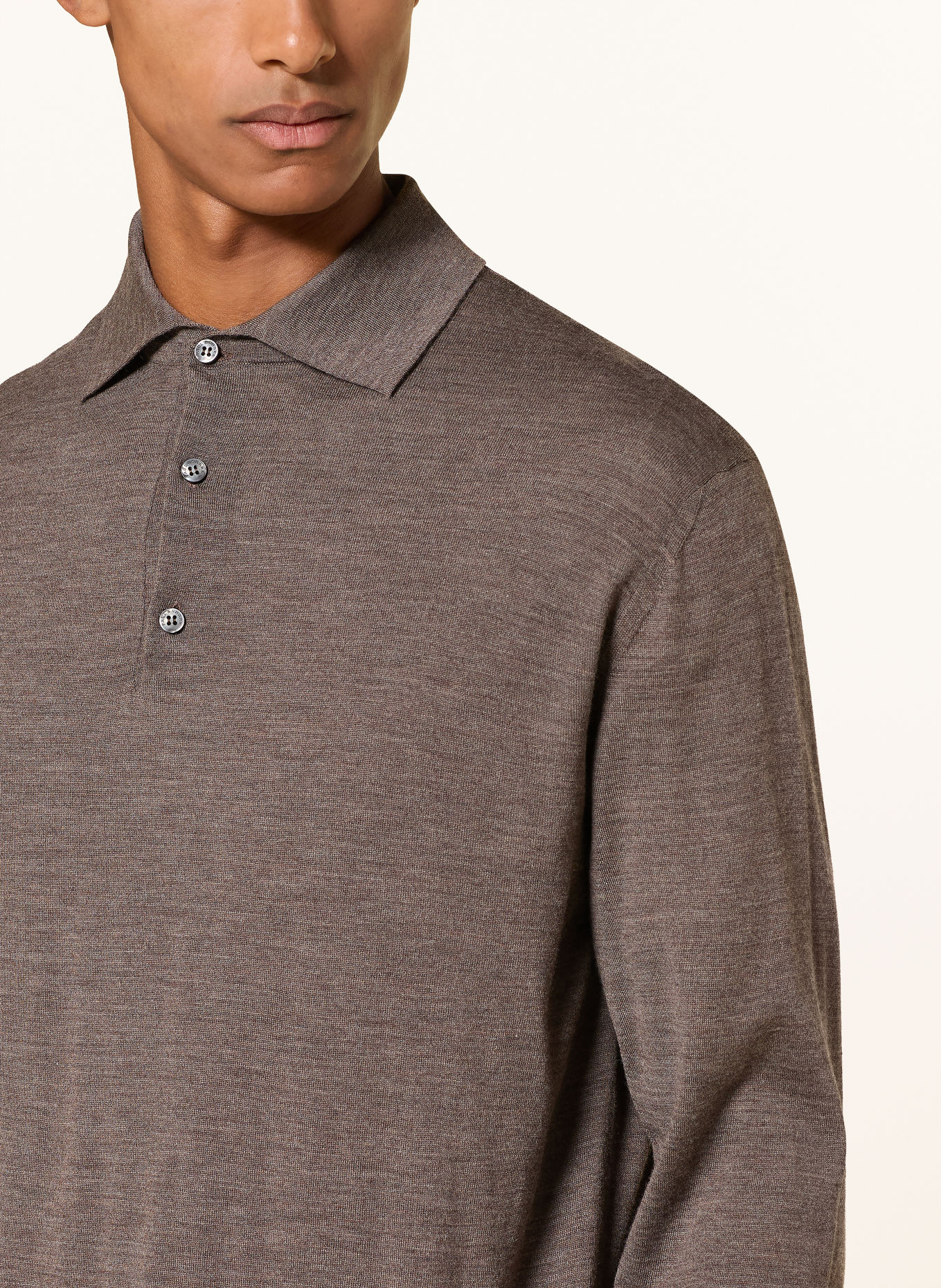 PAUL & SHARK Gebreid poloshirt Regular Fit van merinowol: BRUIN