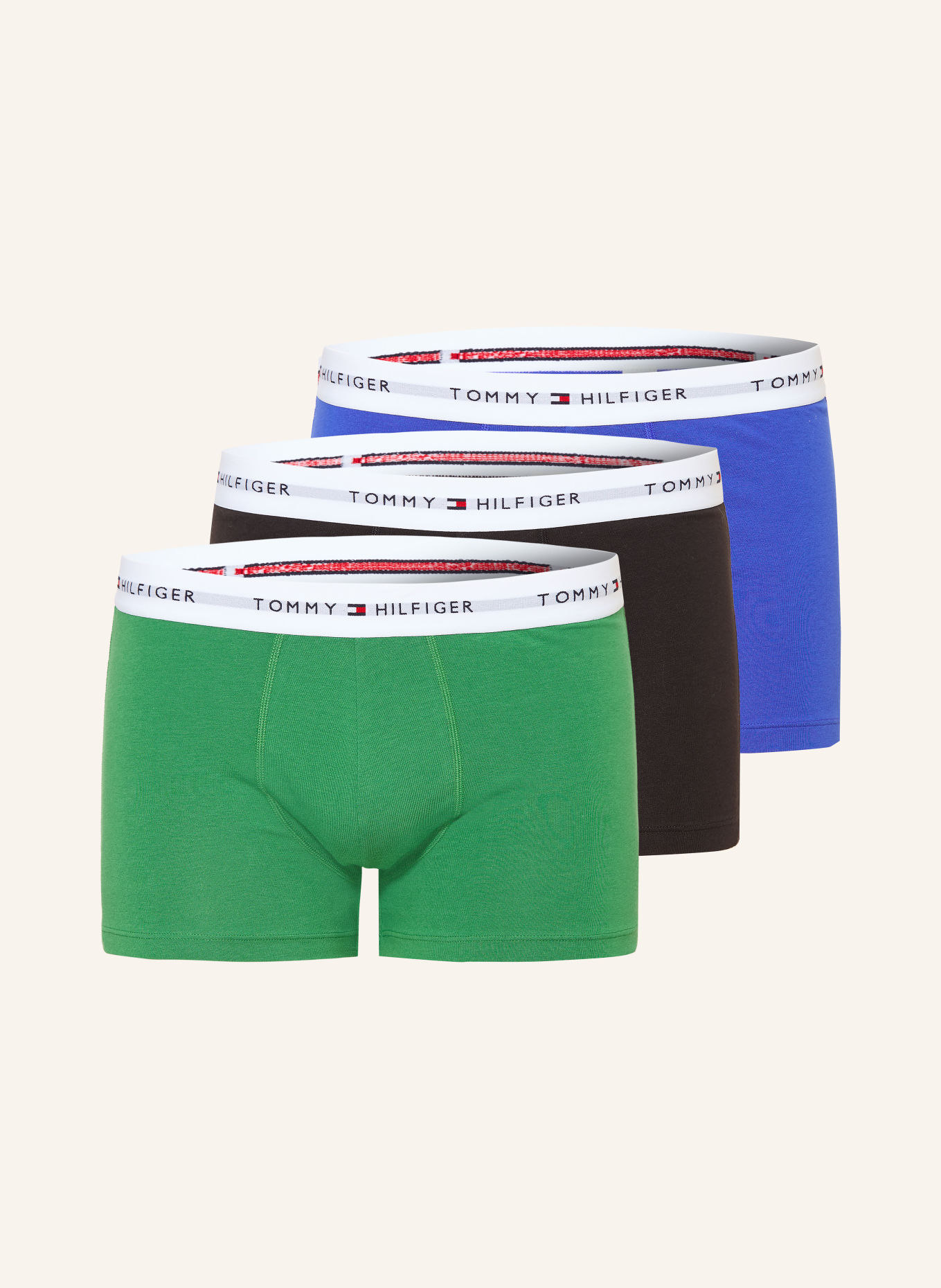 TOMMY HILFIGER 3-pack boxershorts: BLAUW / GROEN / ZWART