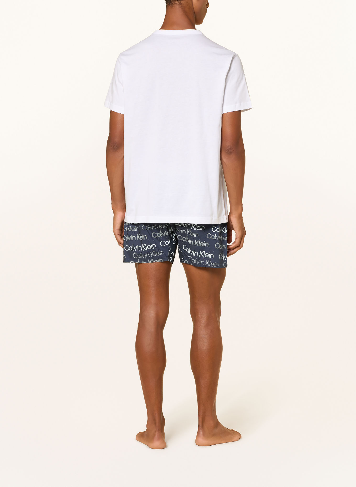 Calvin Klein Pijama scurtă: ALB / ALBASTRU ÎNCHIS