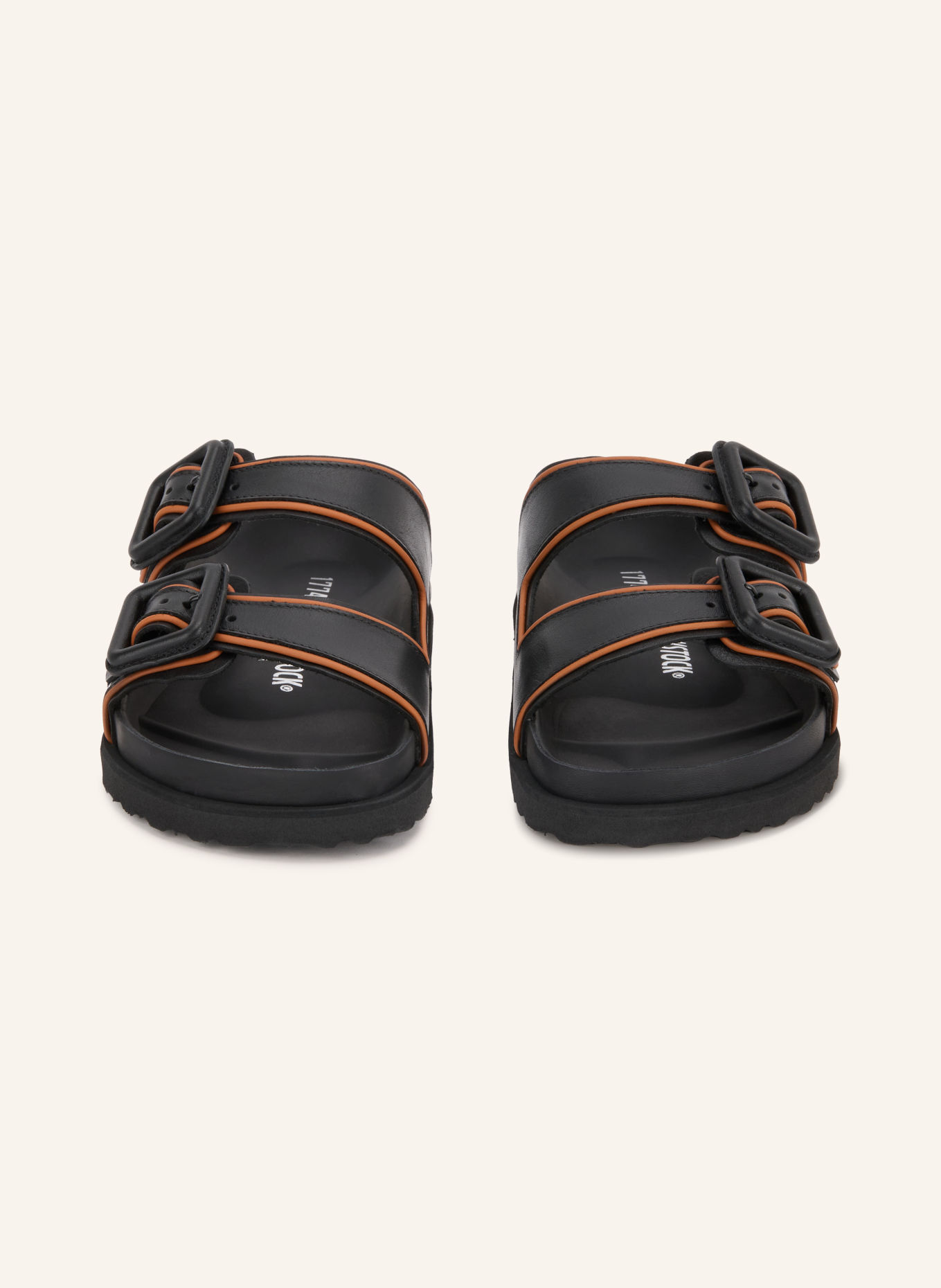 1774 BIRKENSTOCK Muiltjes ARIZONA LEATHER BUCKLE: ZWART / BRUIN