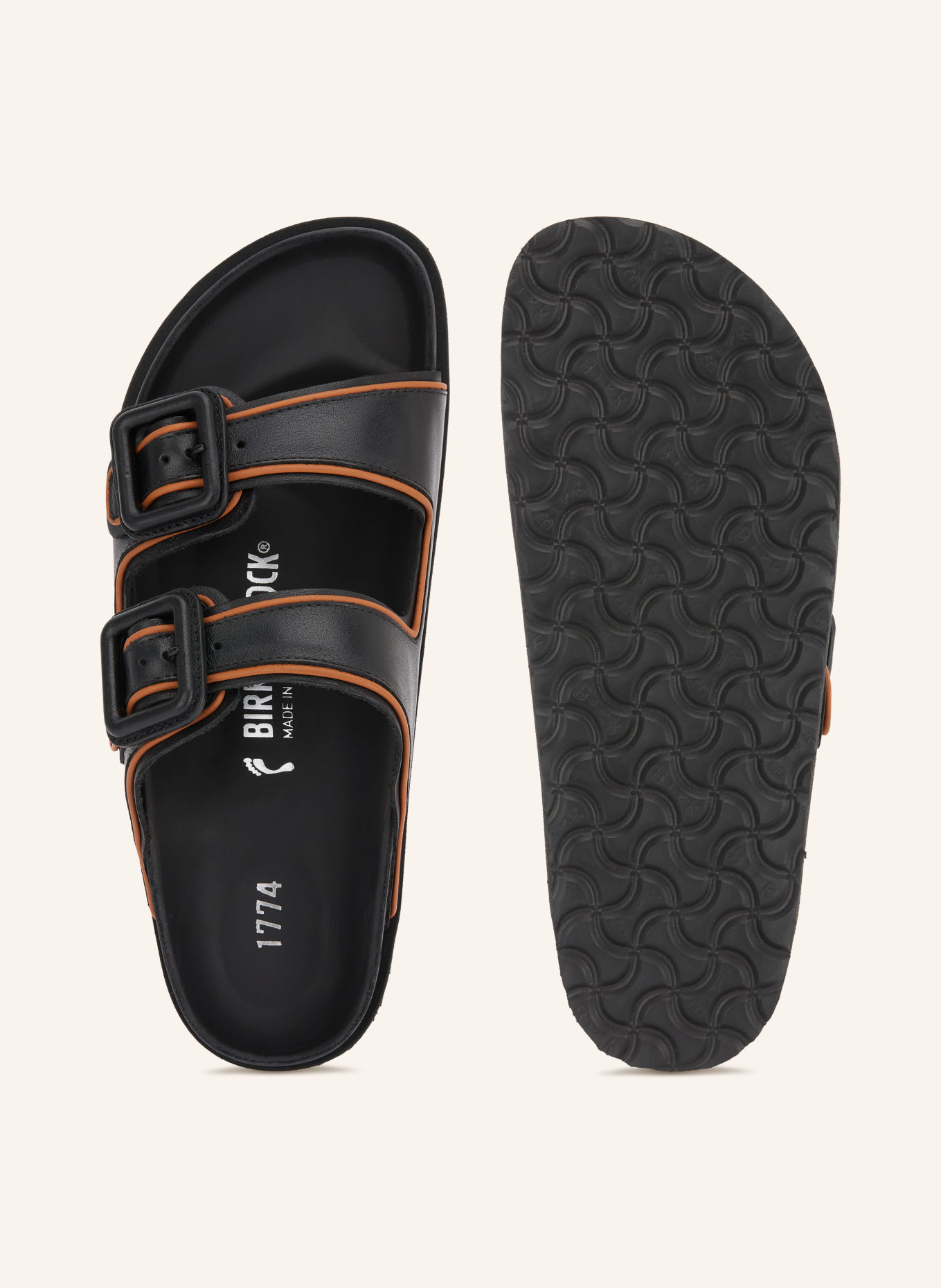 1774 BIRKENSTOCK Muiltjes ARIZONA LEATHER BUCKLE: ZWART / BRUIN