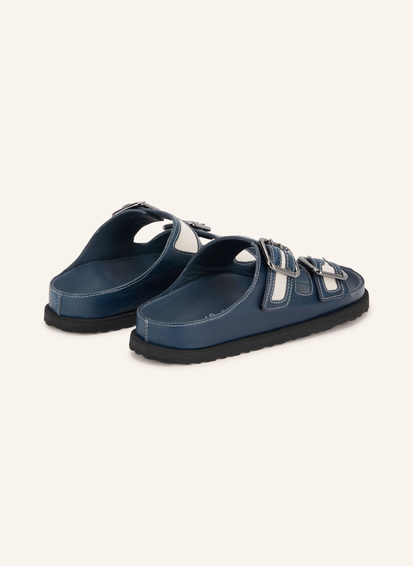 1774 BIRKENSTOCK Pantoletten ARIZONA BOLD CANVAS: BLAU / CREME