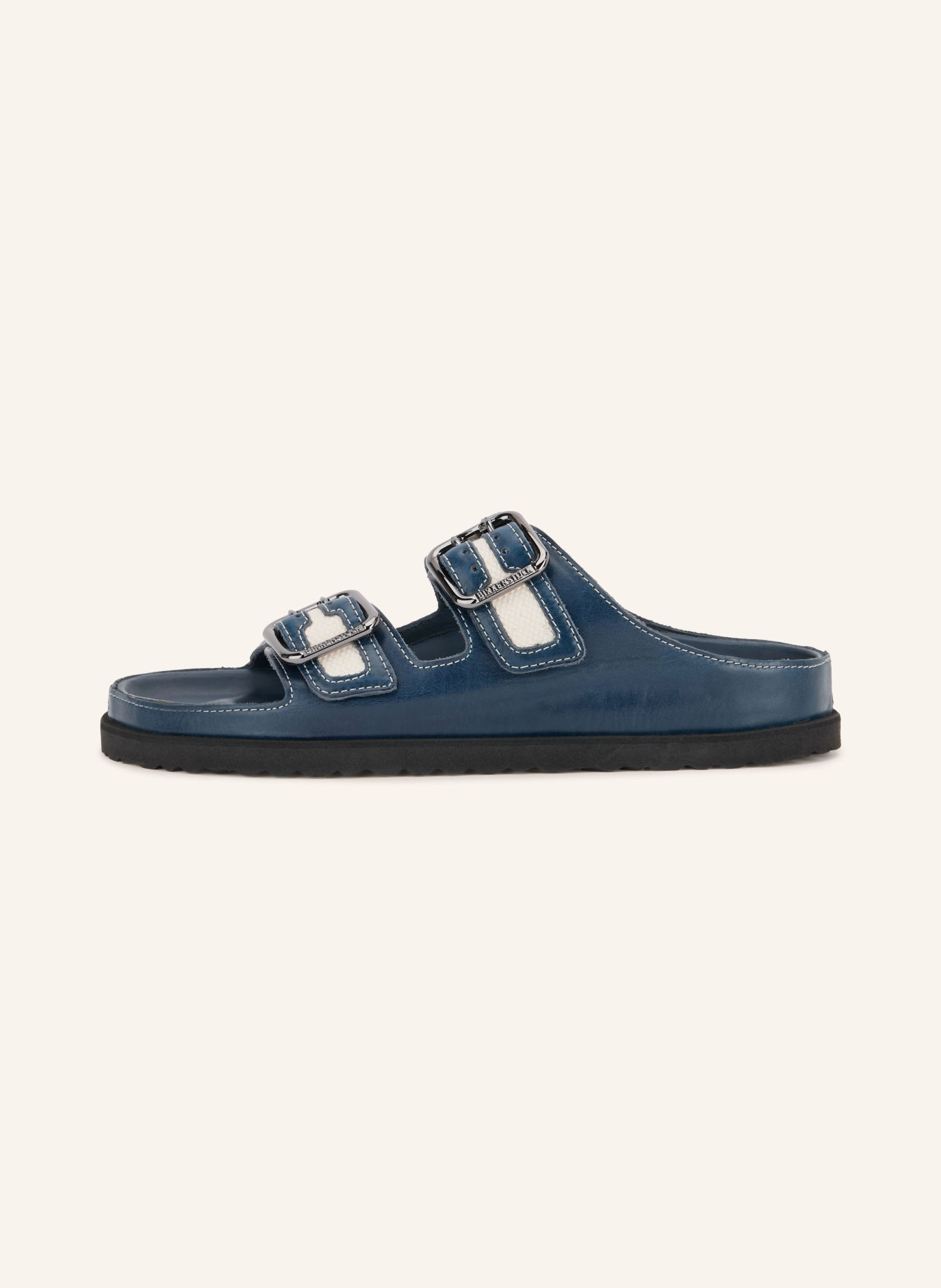 1774 BIRKENSTOCK Pantoletten ARIZONA BOLD CANVAS: BLAU / CREME