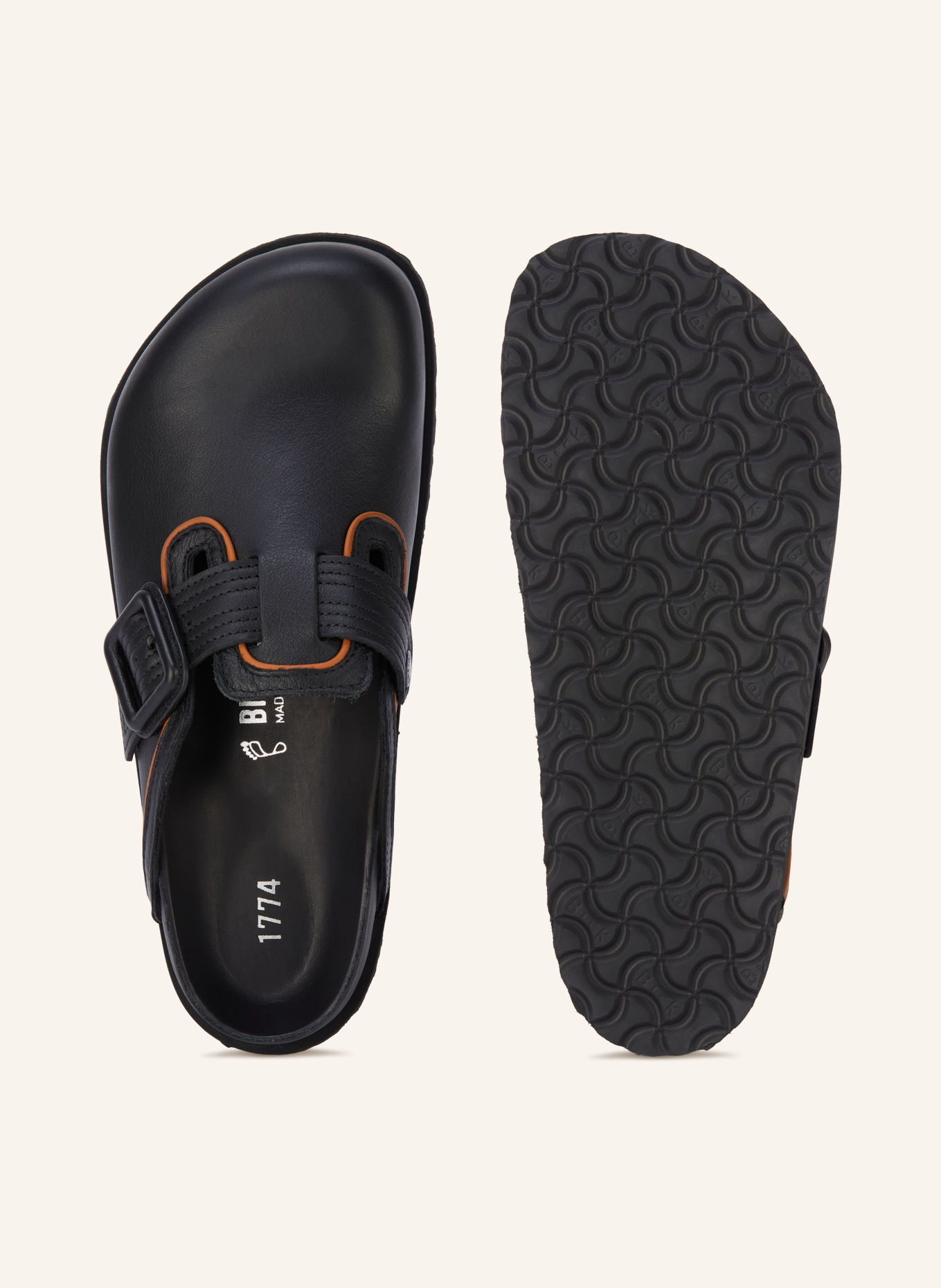 1774 BIRKENSTOCK Mules BOSTON LEATHER BUCKLE: ČERNÁ / KOŇAKOVÁ