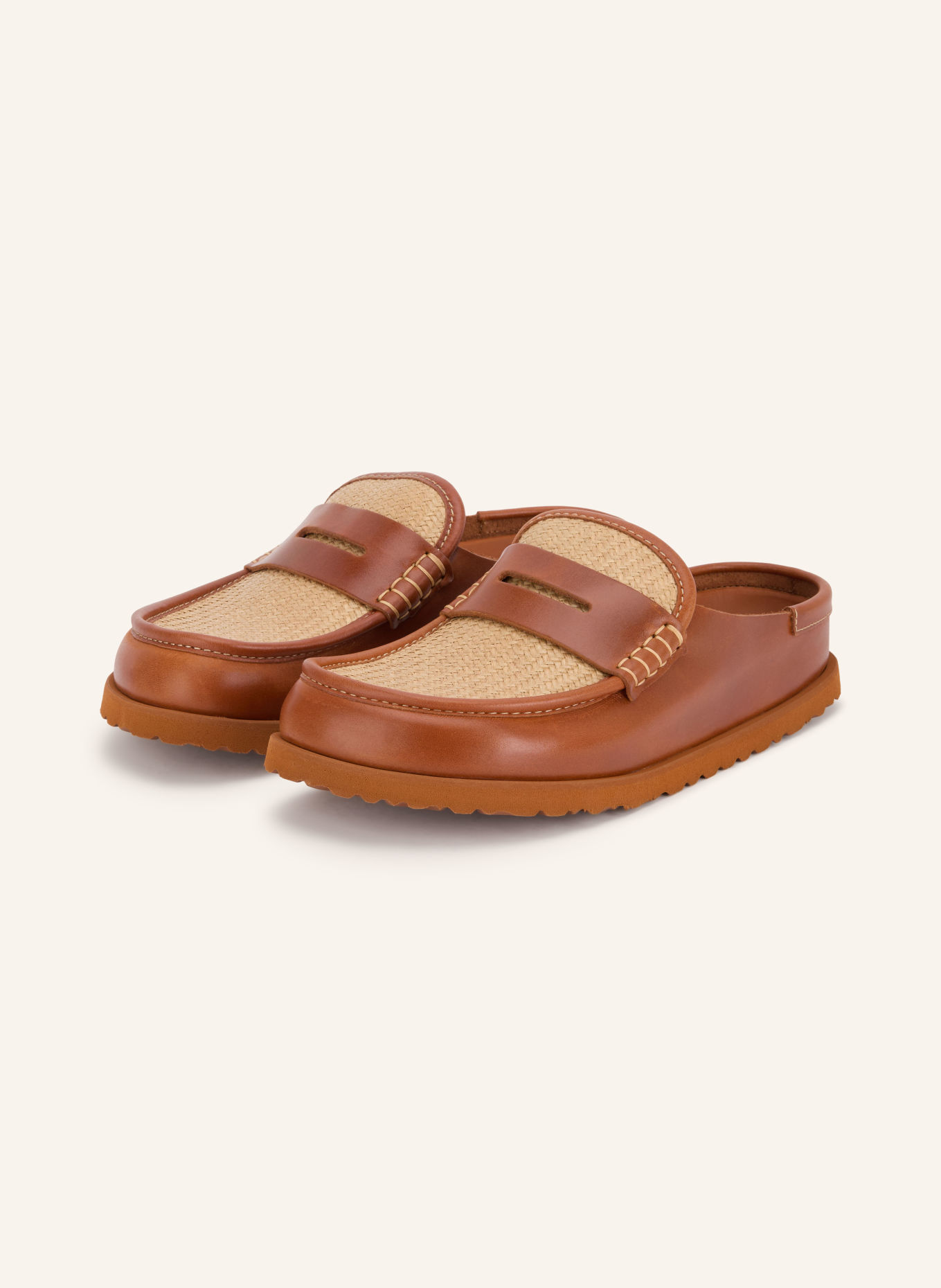 1774 BIRKENSTOCK Muiltjes NAPLES WRAPPED RAFFIA: BRUIN / LICHTBRUIN