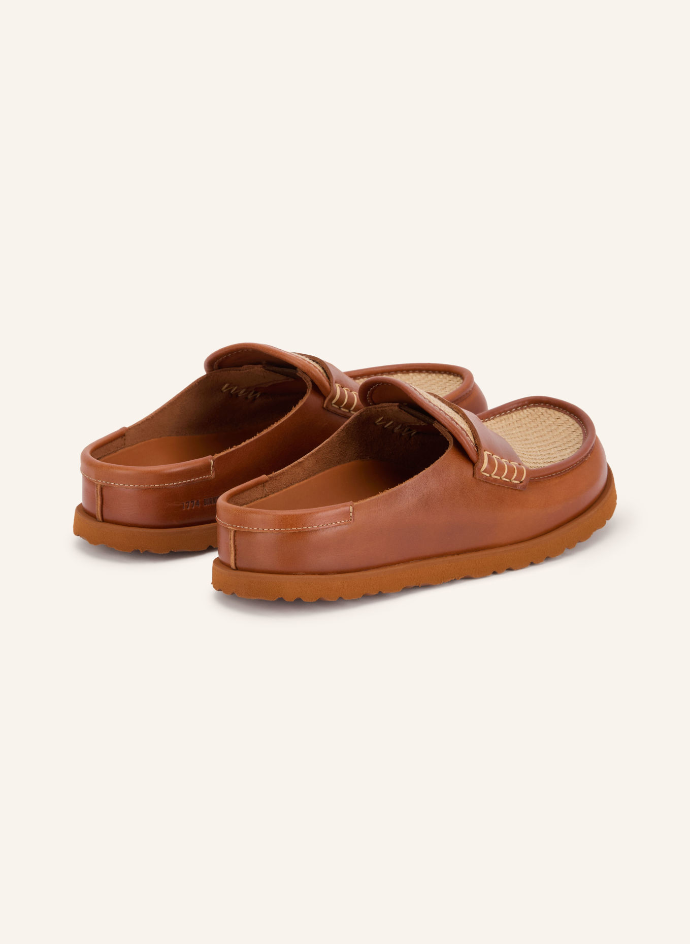 1774 BIRKENSTOCK Muiltjes NAPLES WRAPPED RAFFIA: BRUIN / LICHTBRUIN