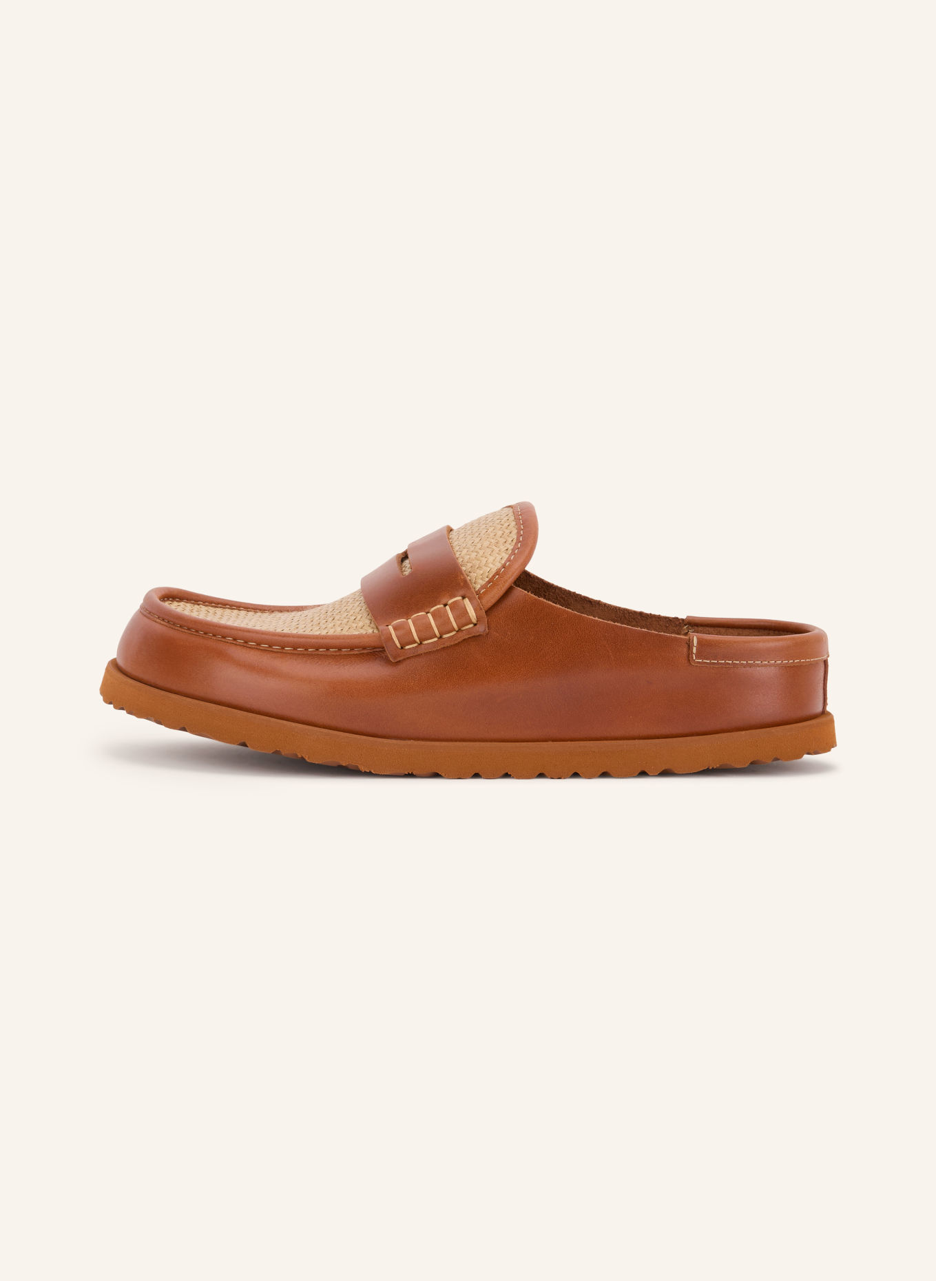 1774 BIRKENSTOCK Muiltjes NAPLES WRAPPED RAFFIA: BRUIN / LICHTBRUIN