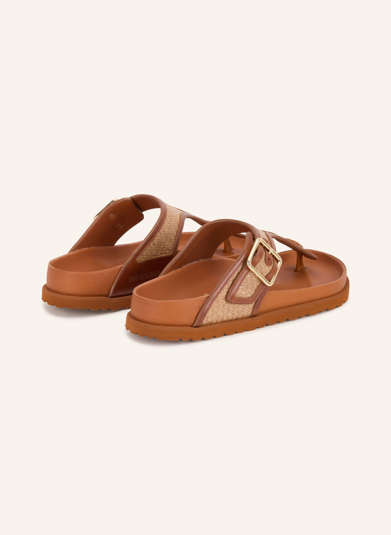 1774 BIRKENSTOCK Zehentrenner GIZEH RAFFIA: COGNAC / GOLD / BEIGE
