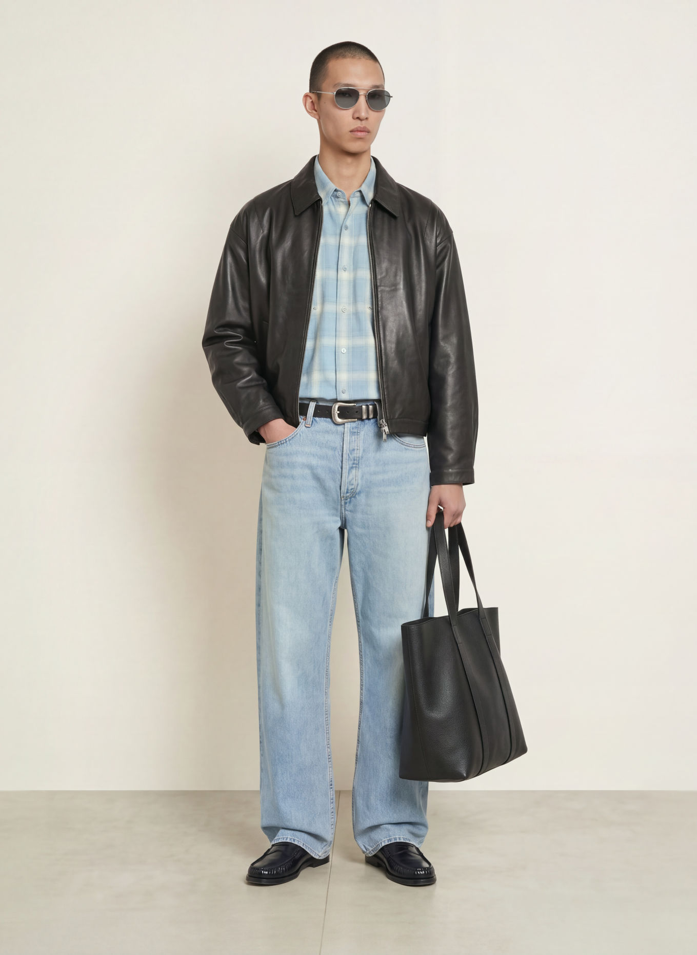 COLE BUXTON Chemise Comfort Fit avec rivets: BLEU CLAIR / BLANC