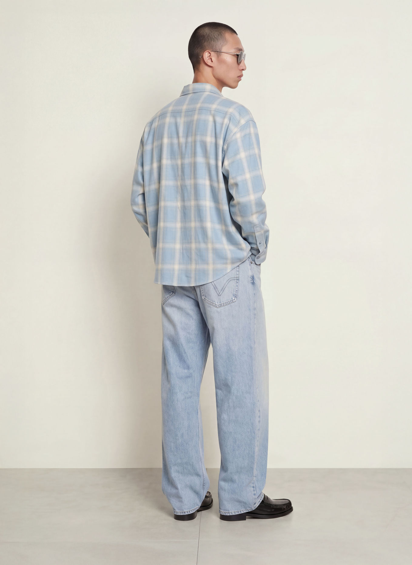 COLE BUXTON Chemise Comfort Fit avec rivets: BLEU CLAIR / BLANC