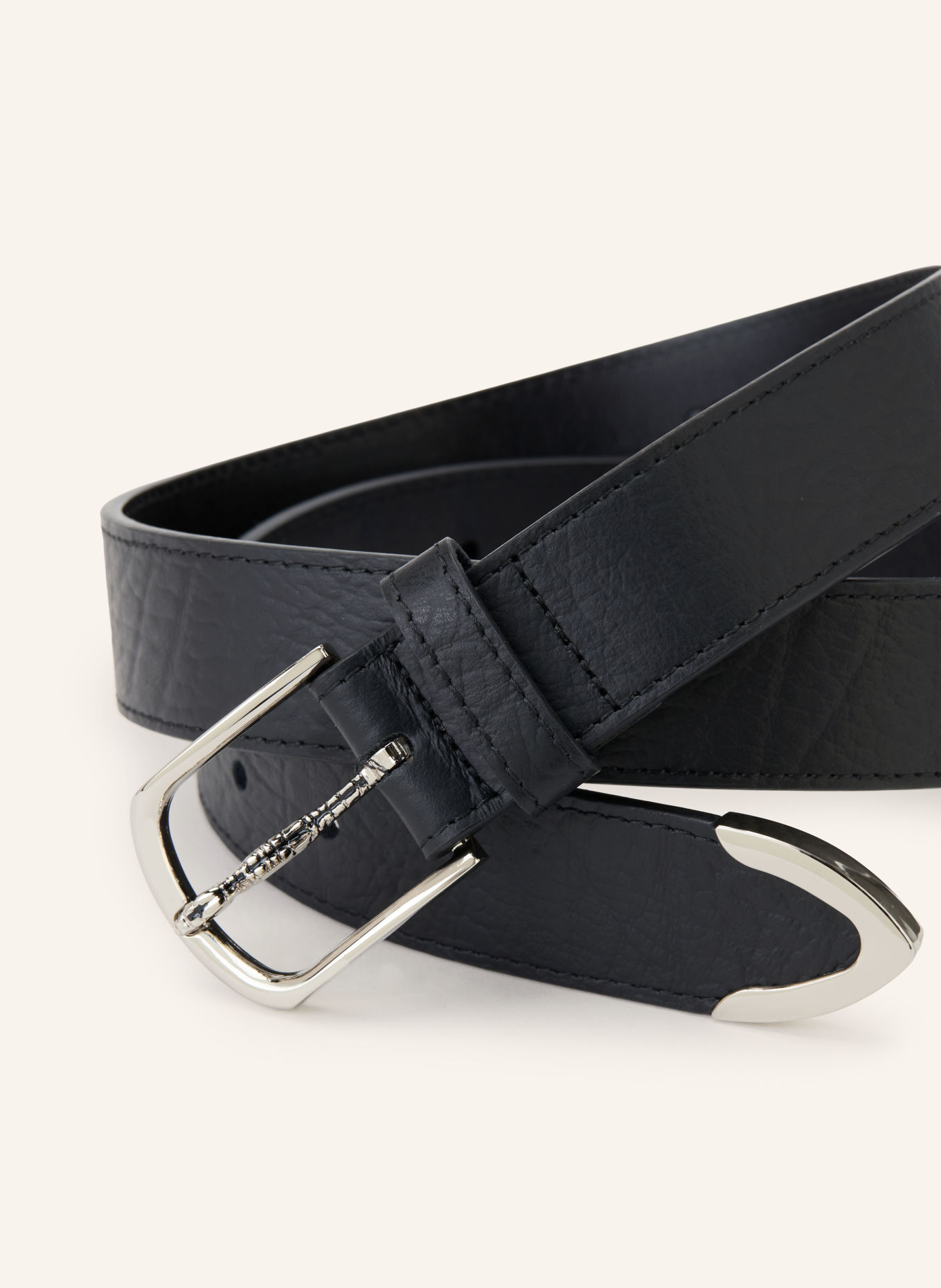 COLE BUXTON Ceinture en cuir WESTERN: NOIR / ARGENT