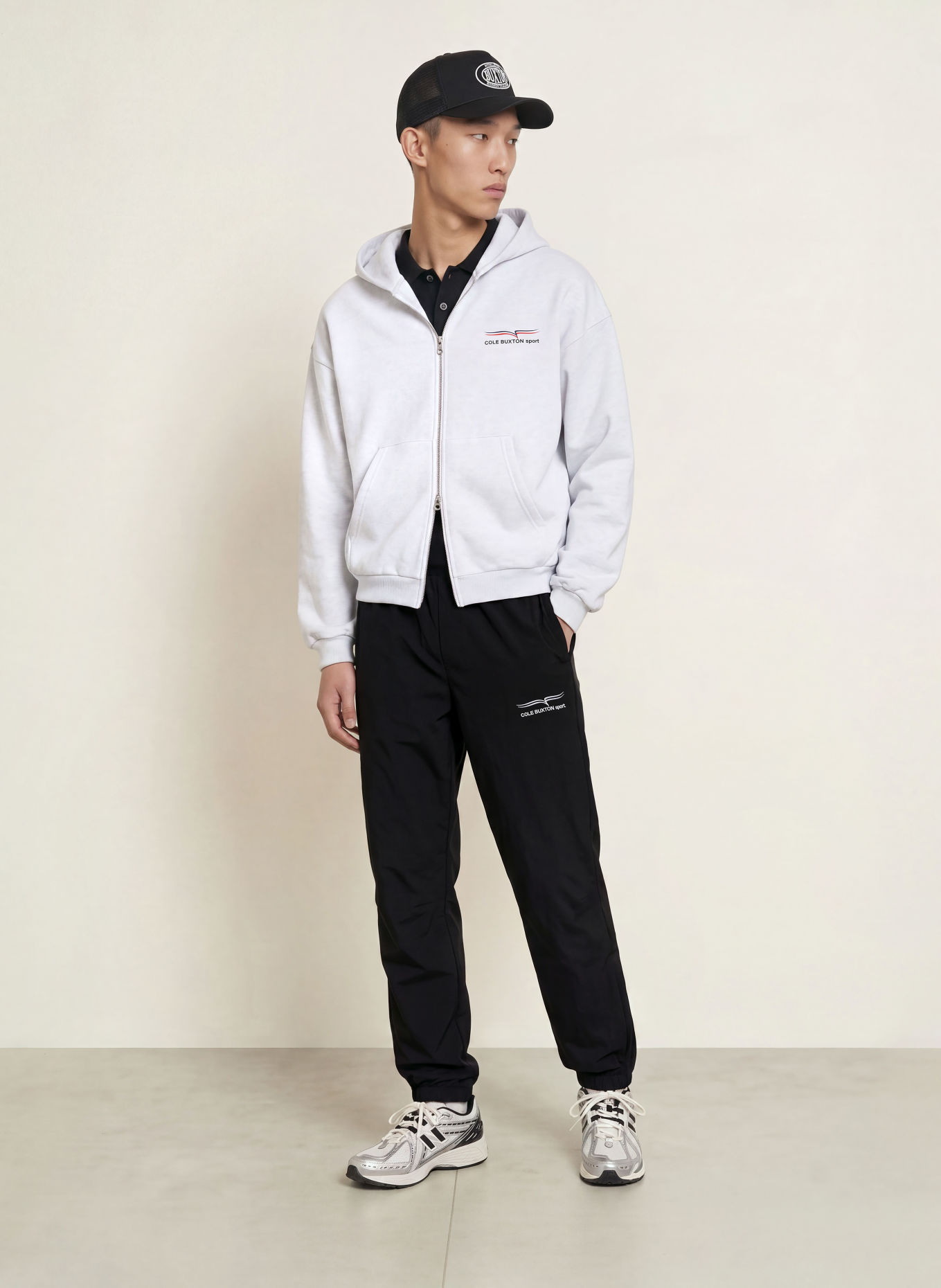 COLE BUXTON Broek in joggingstijl, extra slim fit: ZWART