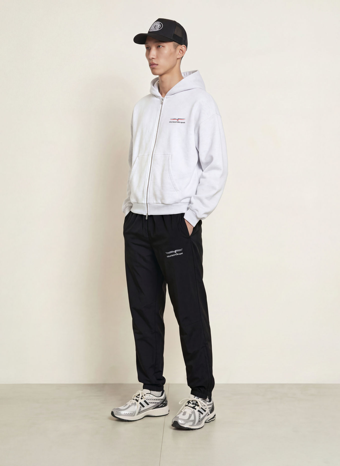 COLE BUXTON Broek in joggingstijl, extra slim fit: ZWART