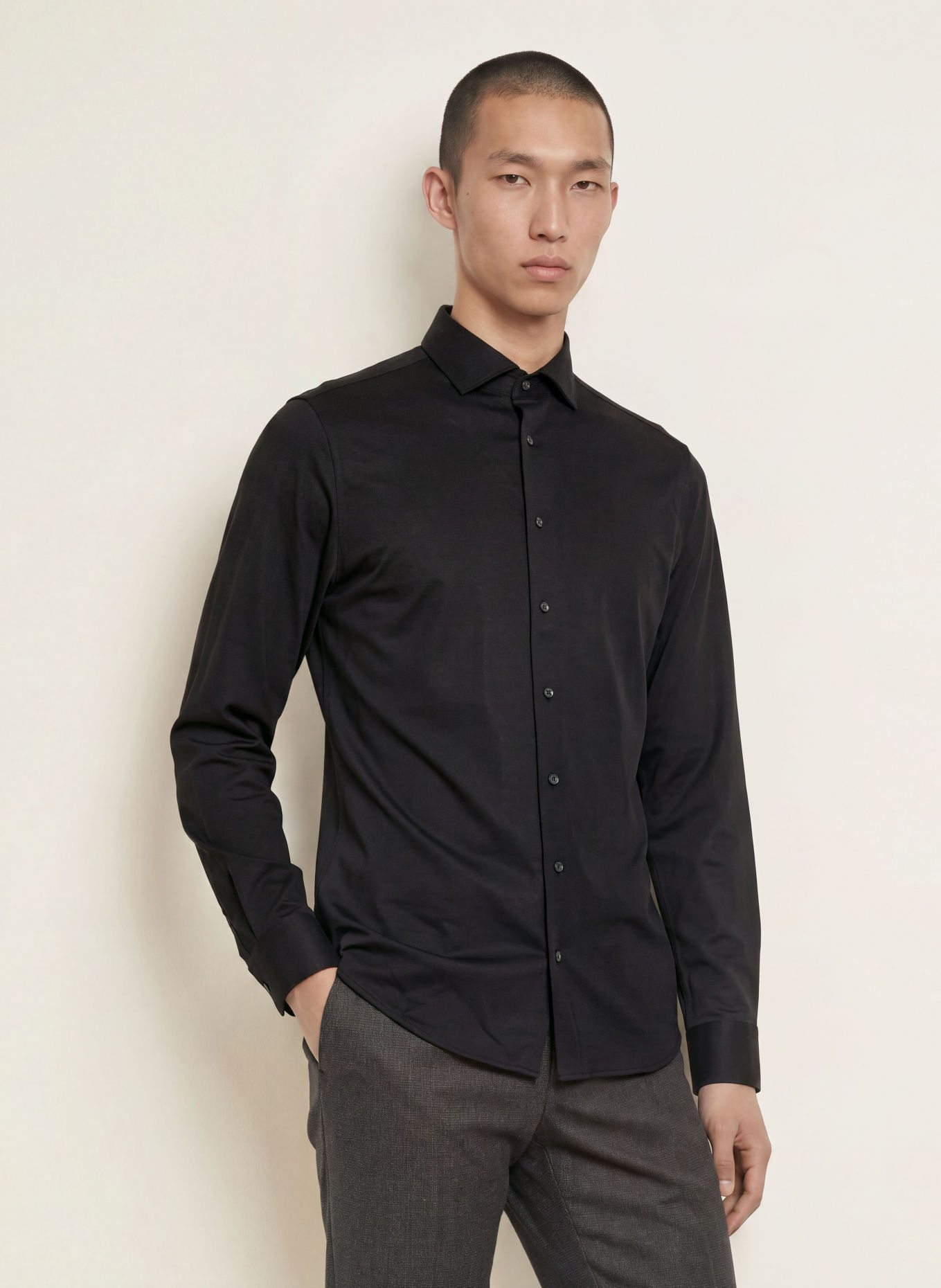 seidensticker Jersey shirt Shaped Fit: ZWART