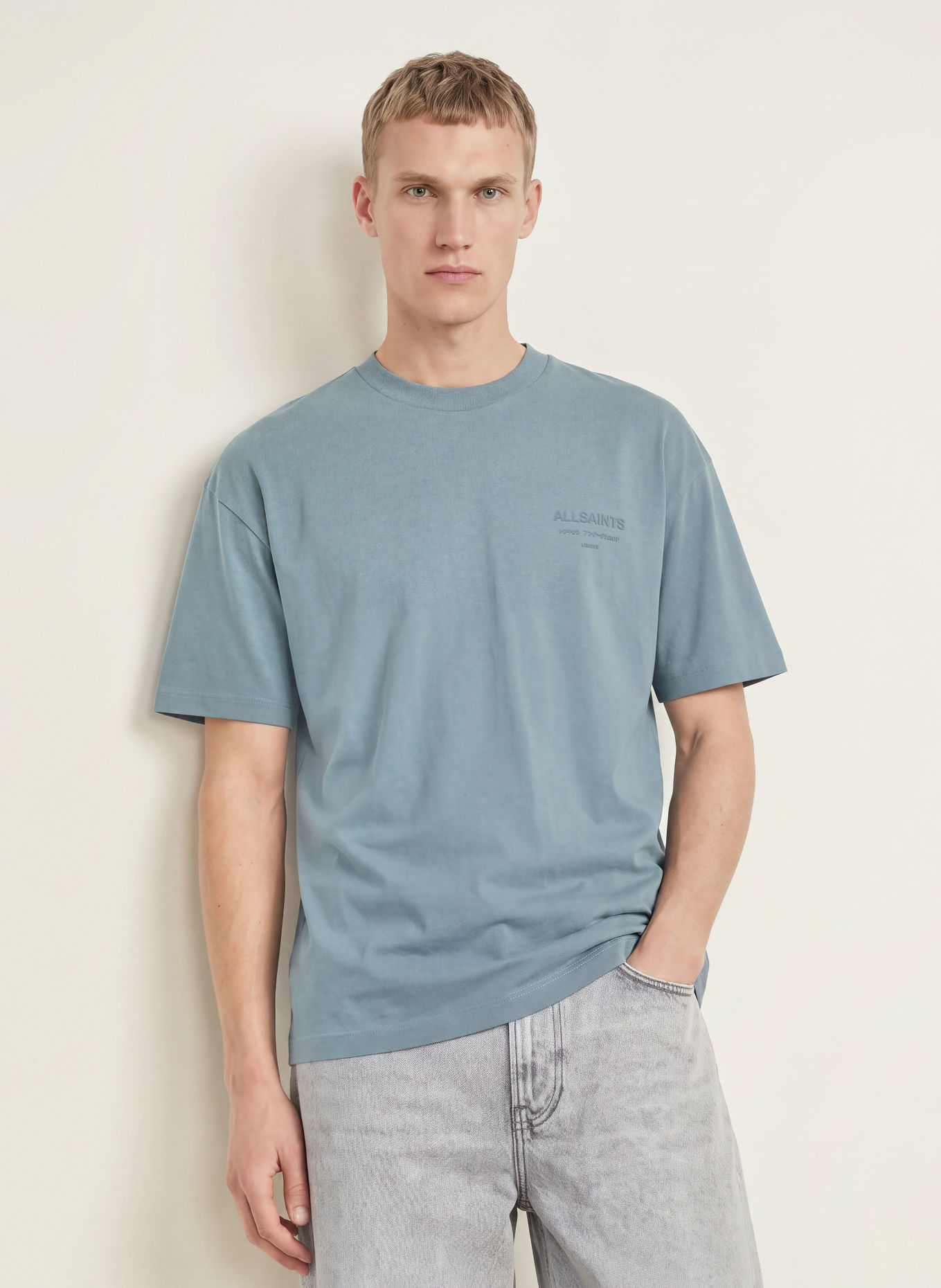 ALLSAINTS T-shirt XANDER: BLAUWGRIJS