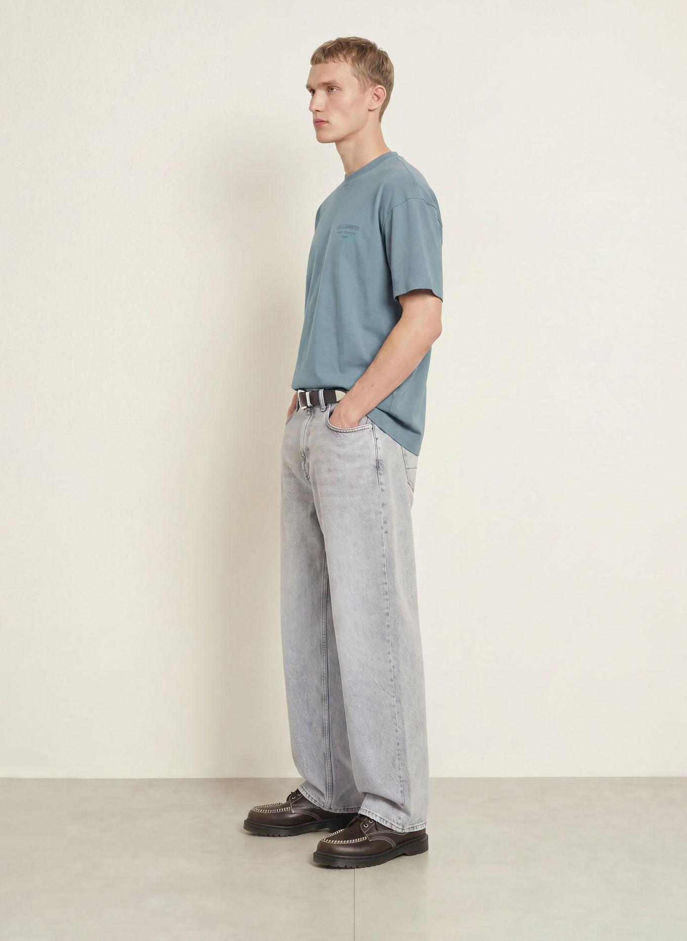 ALLSAINTS T-shirt XANDER: BLAUWGRIJS