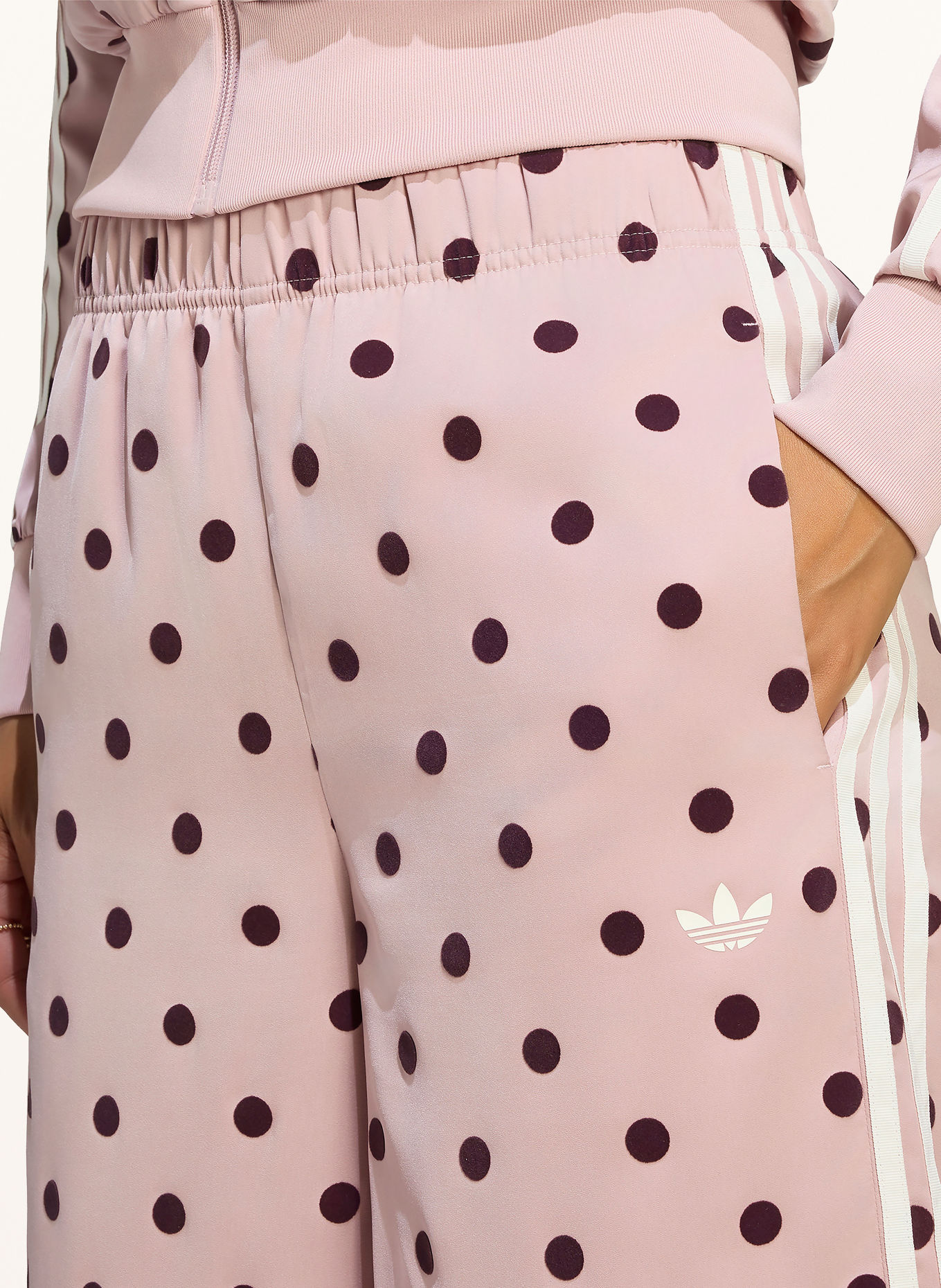 adidas Originals Satin Polka Dot Wide-Leg Pants: ROSE / DARK RED