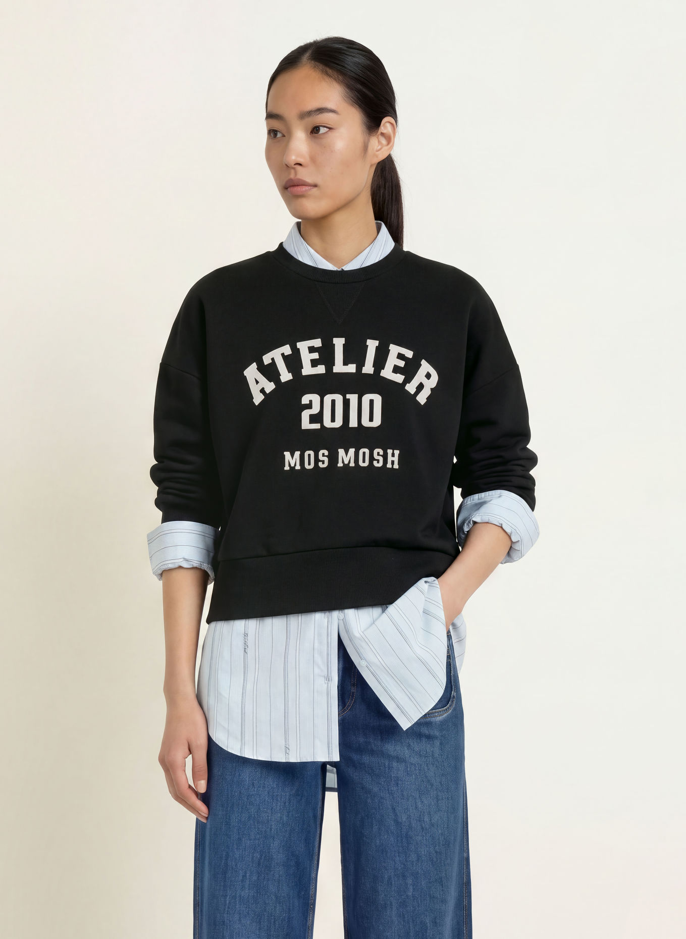 MOS MOSH Oversized sweatshirt MMNIMA: ZWART