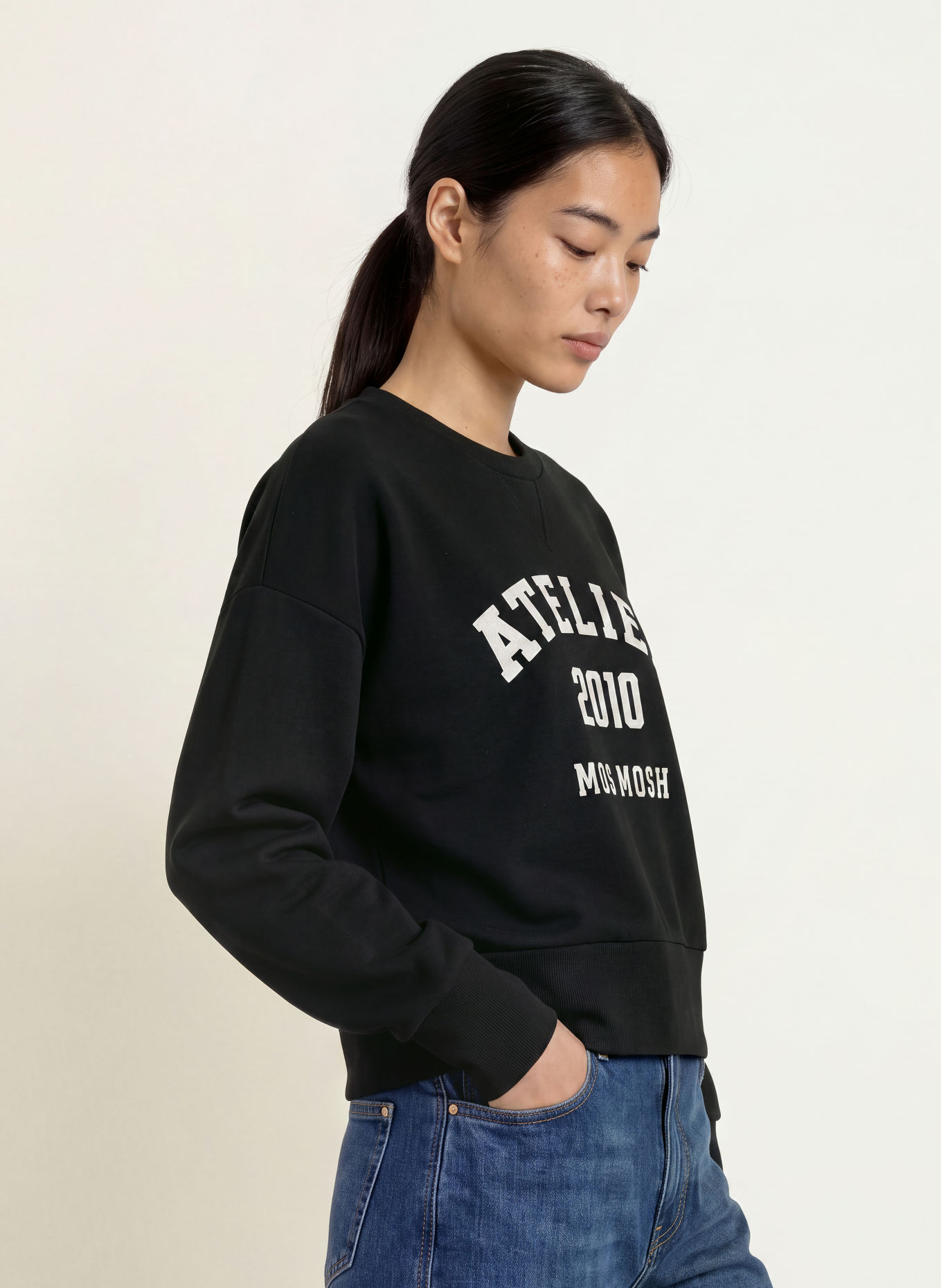 MOS MOSH Oversized sweatshirt MMNIMA: ZWART