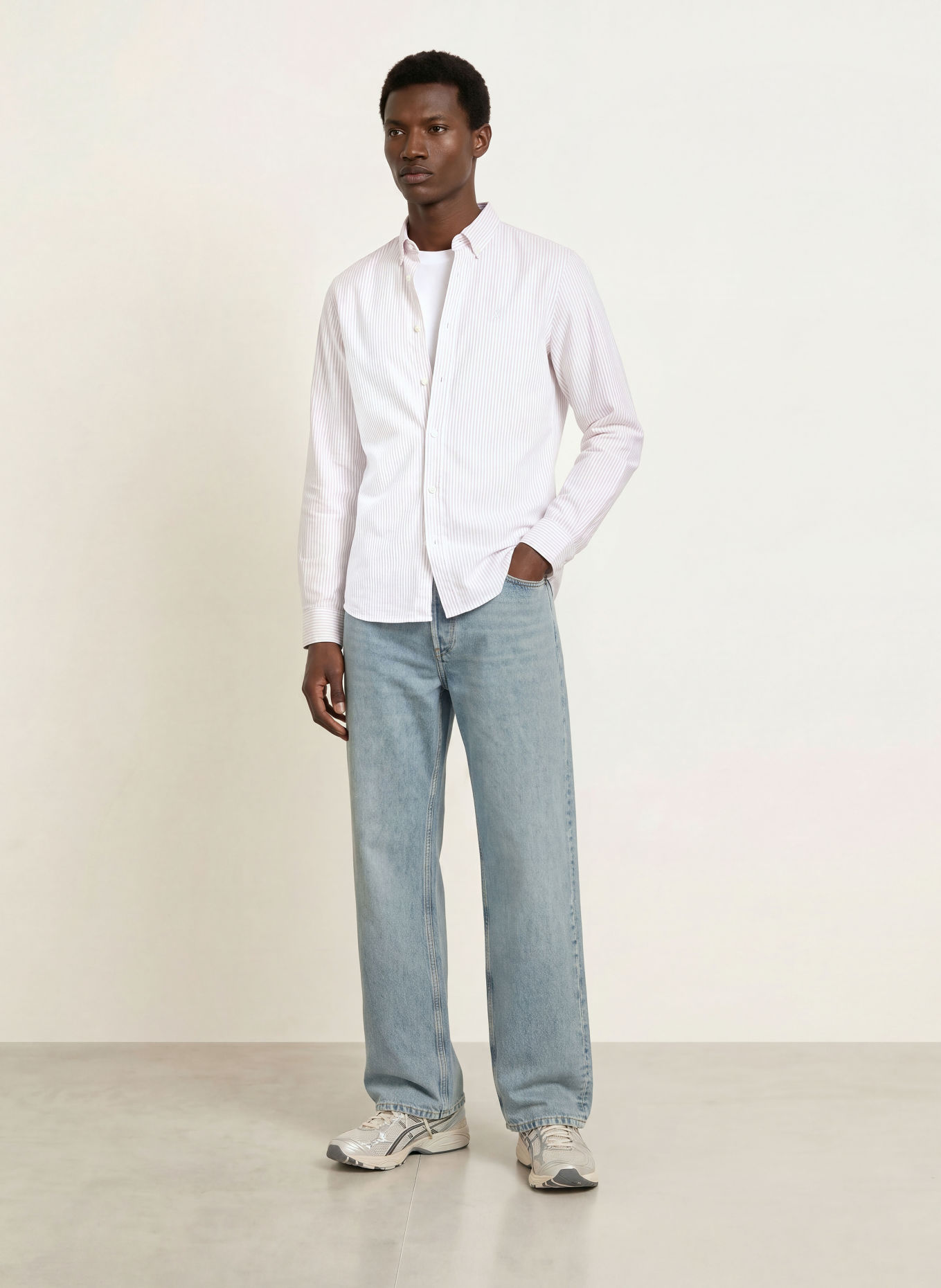ARMEDANGELS Hemd QUAASA Slim Fit: WEISS / BEIGE