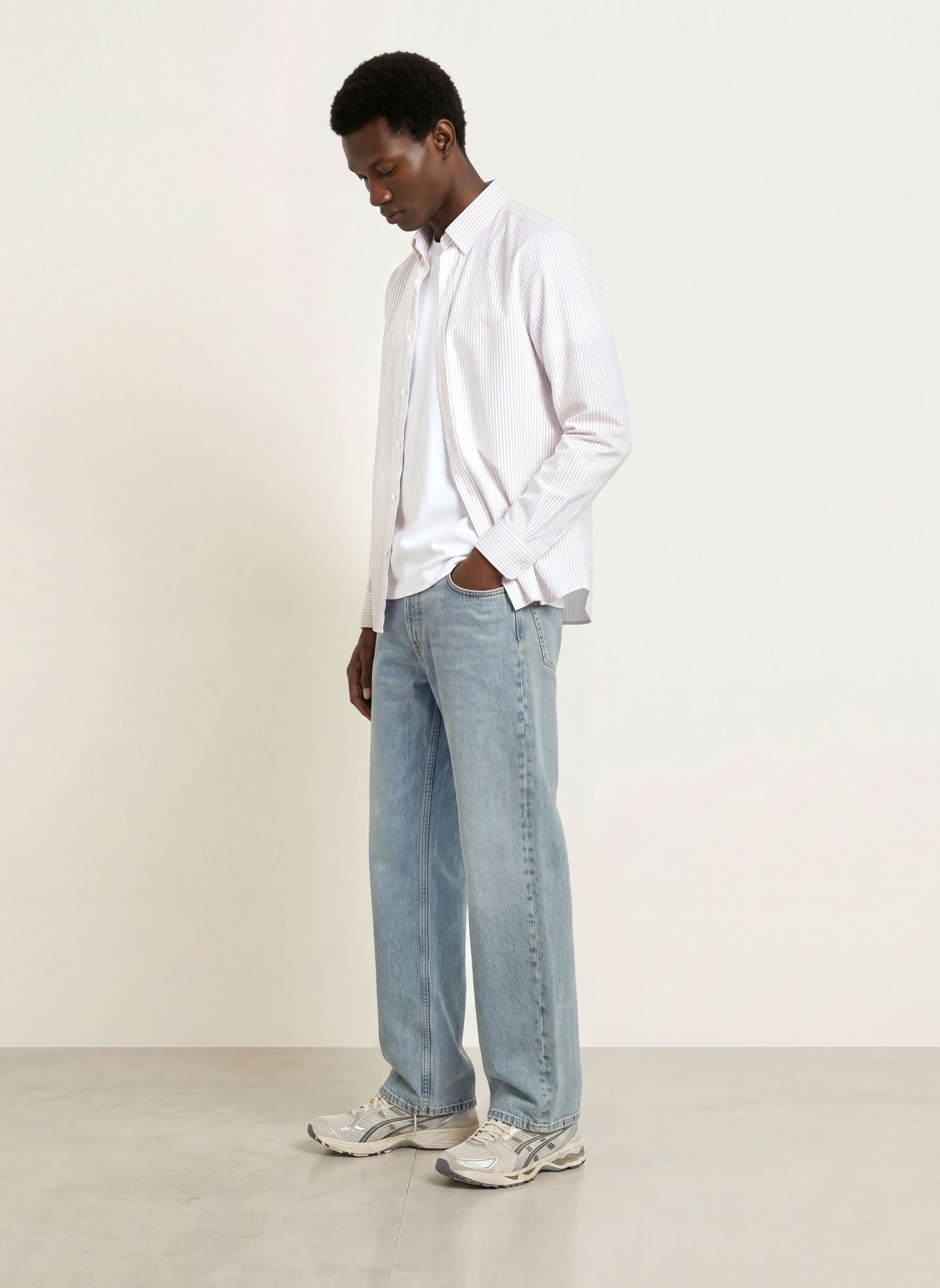ARMEDANGELS Hemd QUAASA Slim Fit: WEISS / BEIGE