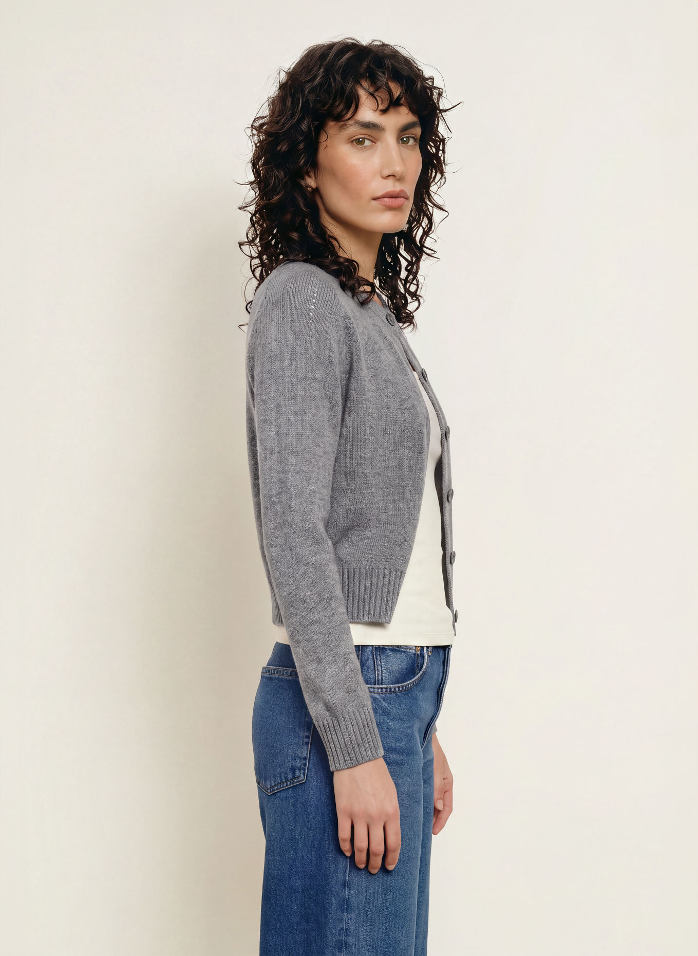 KUJTEN Cardigan CAROLINE en cachemire: GRIS