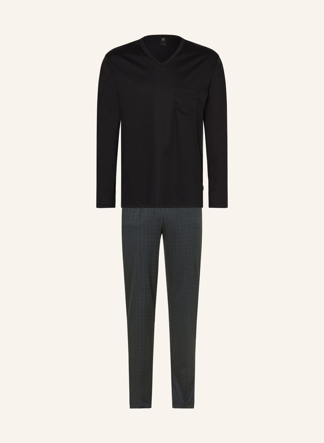 CALIDA Pyjama RELAX STREAMLINE 2: ZWART / TAUPE / DONKERGRIJS