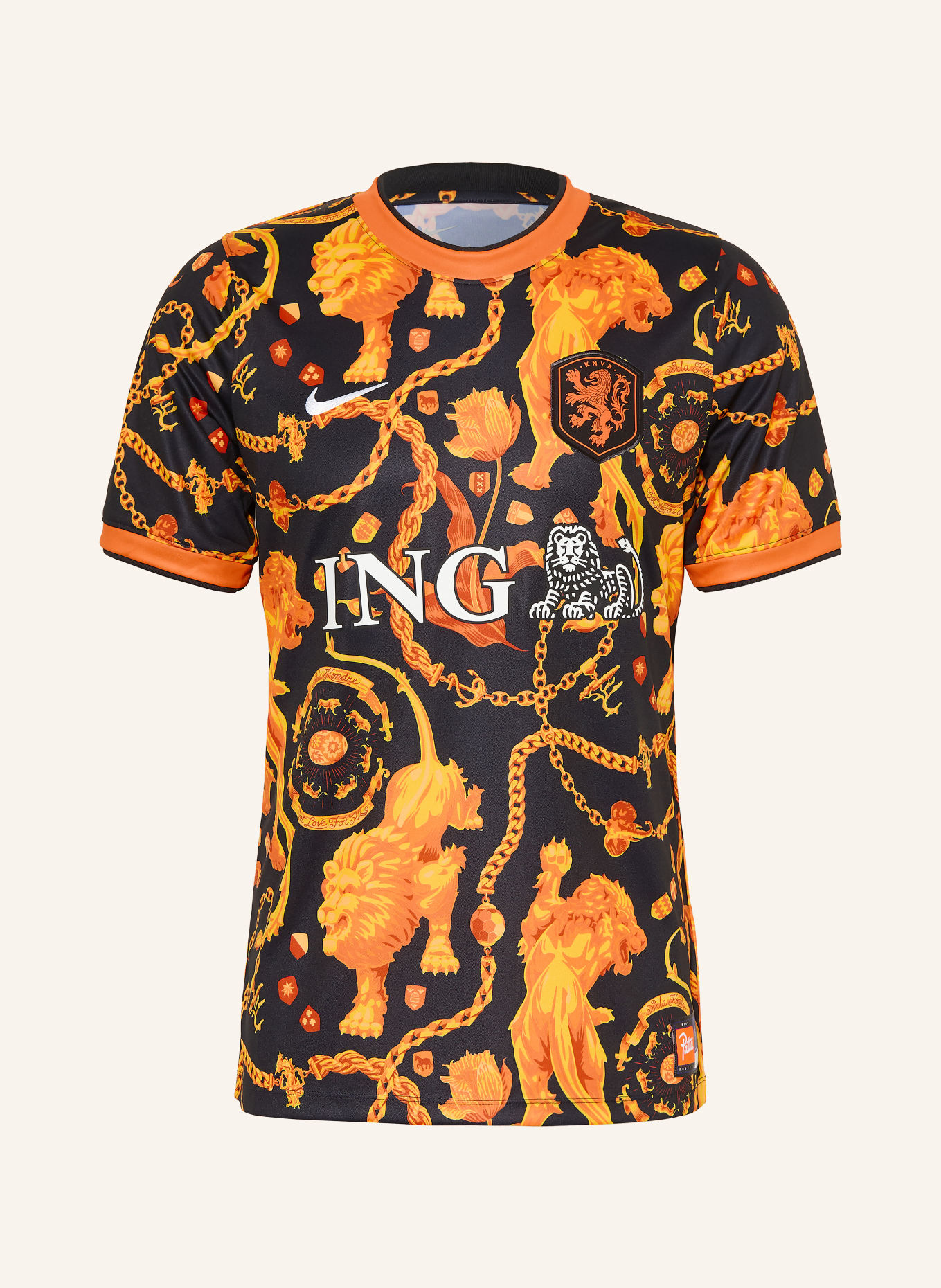 Nike Opwarmshirt KNVB: ZWART / ORANJE