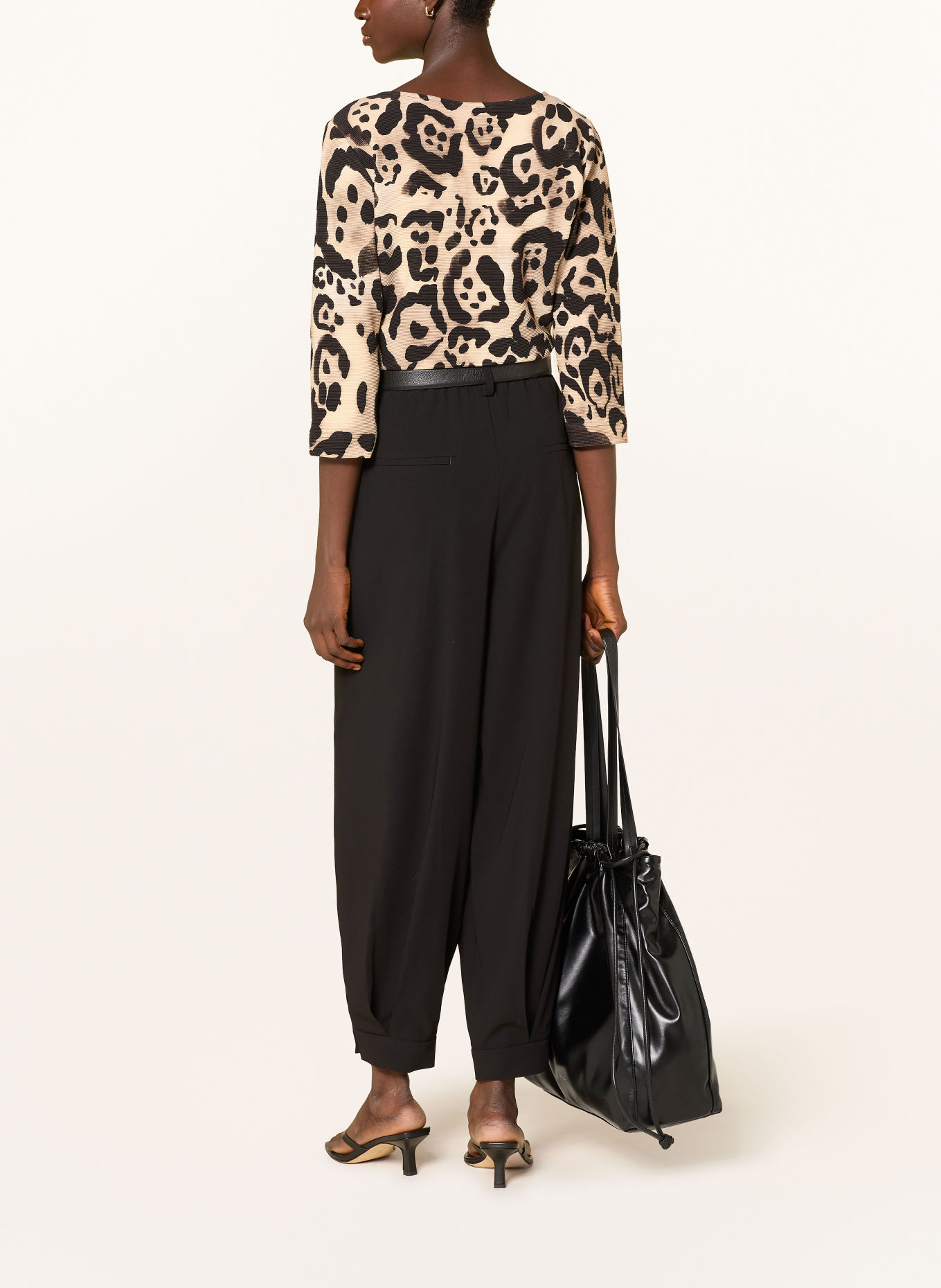 ZAÍDA Shirt with 3/4-length sleeves: BEIGE / BLACK