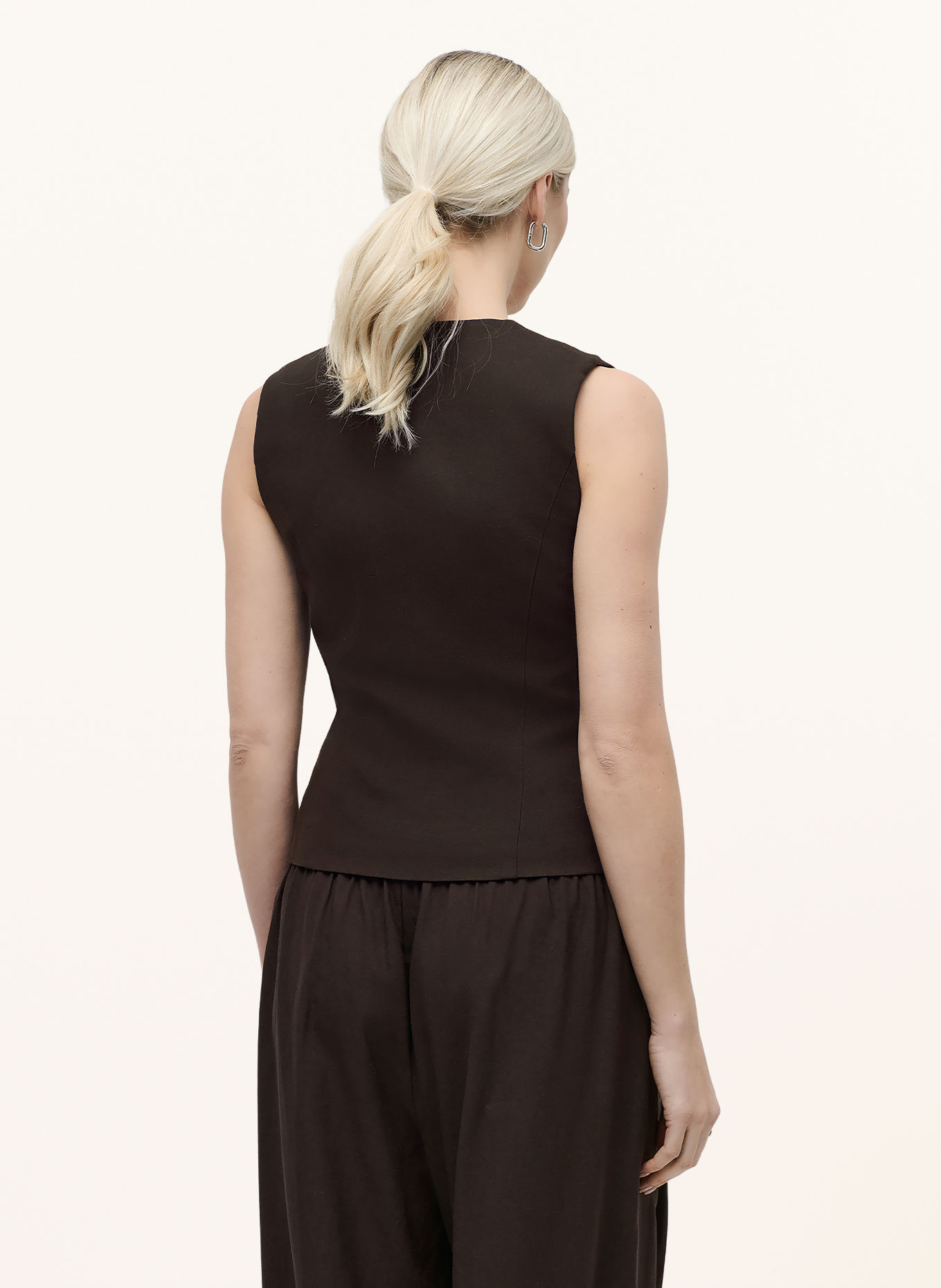 LeGer Studio Top JEMIE met linnen: MARRON FONCÉ