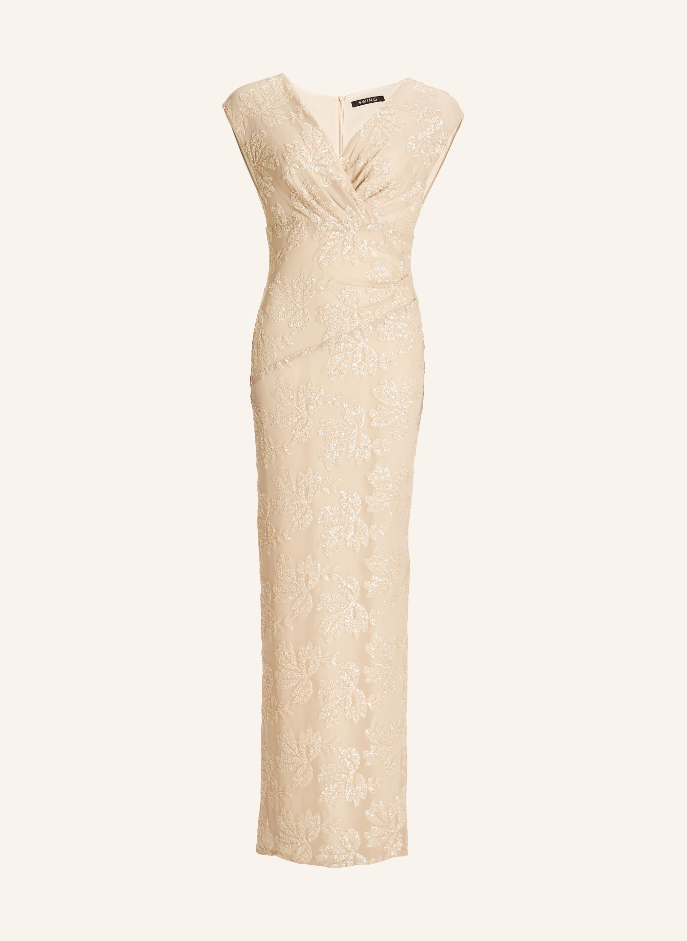 SWING Mesh evening gown with sequins: BEIGE