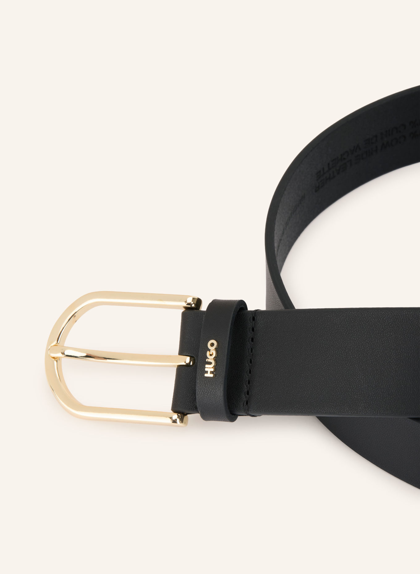 HUGO Leren riem ZOEY: ZWART / GOUD