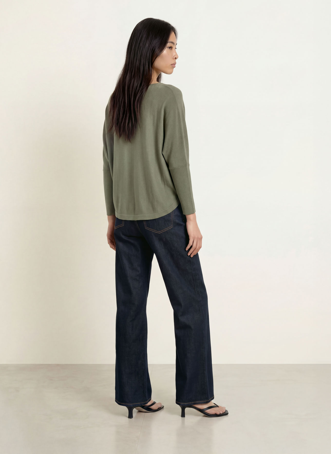 someday TIRAJA sweater with 3/4 sleeves: OLIVE