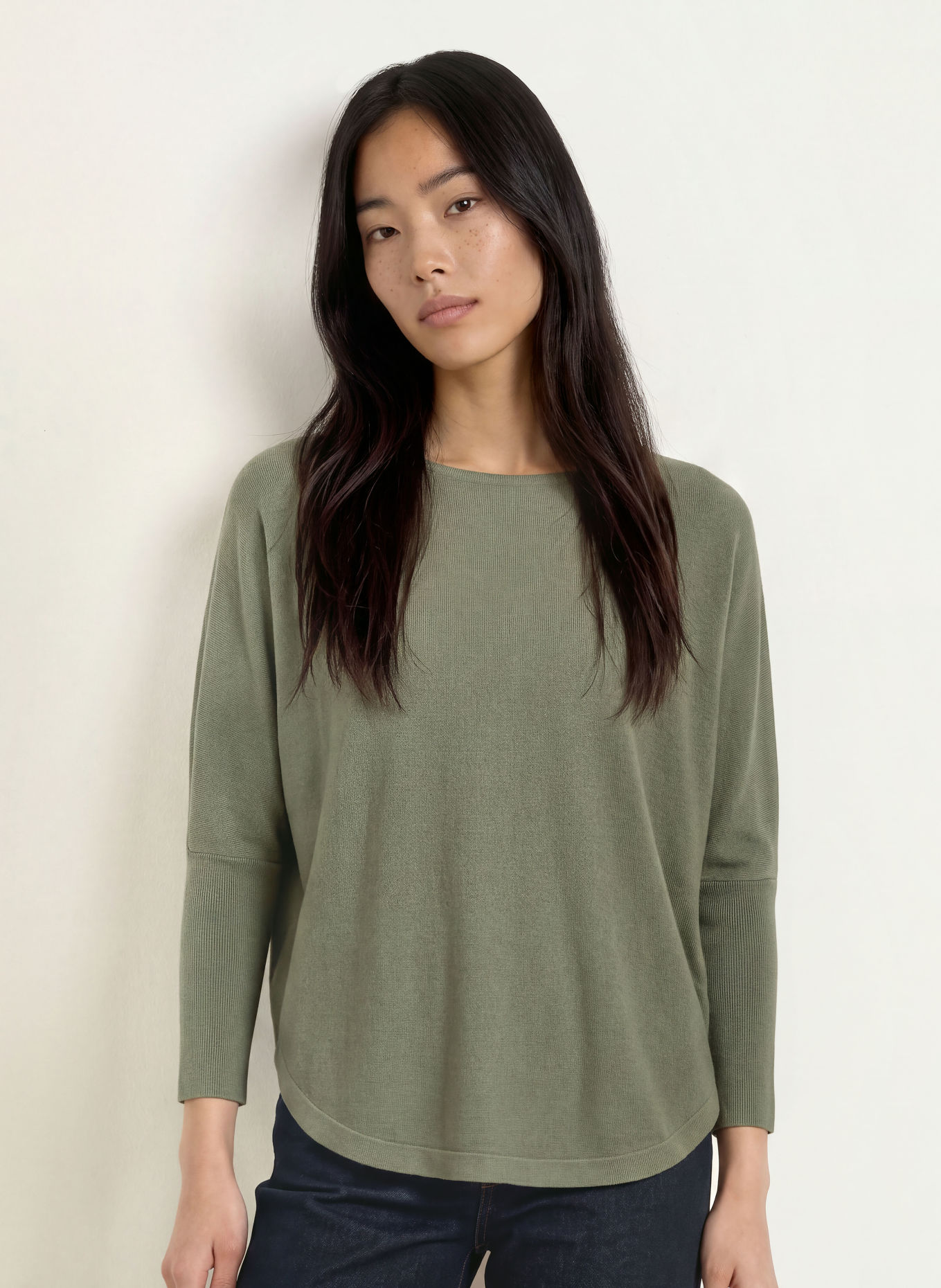 someday TIRAJA sweater with 3/4 sleeves: OLIVE